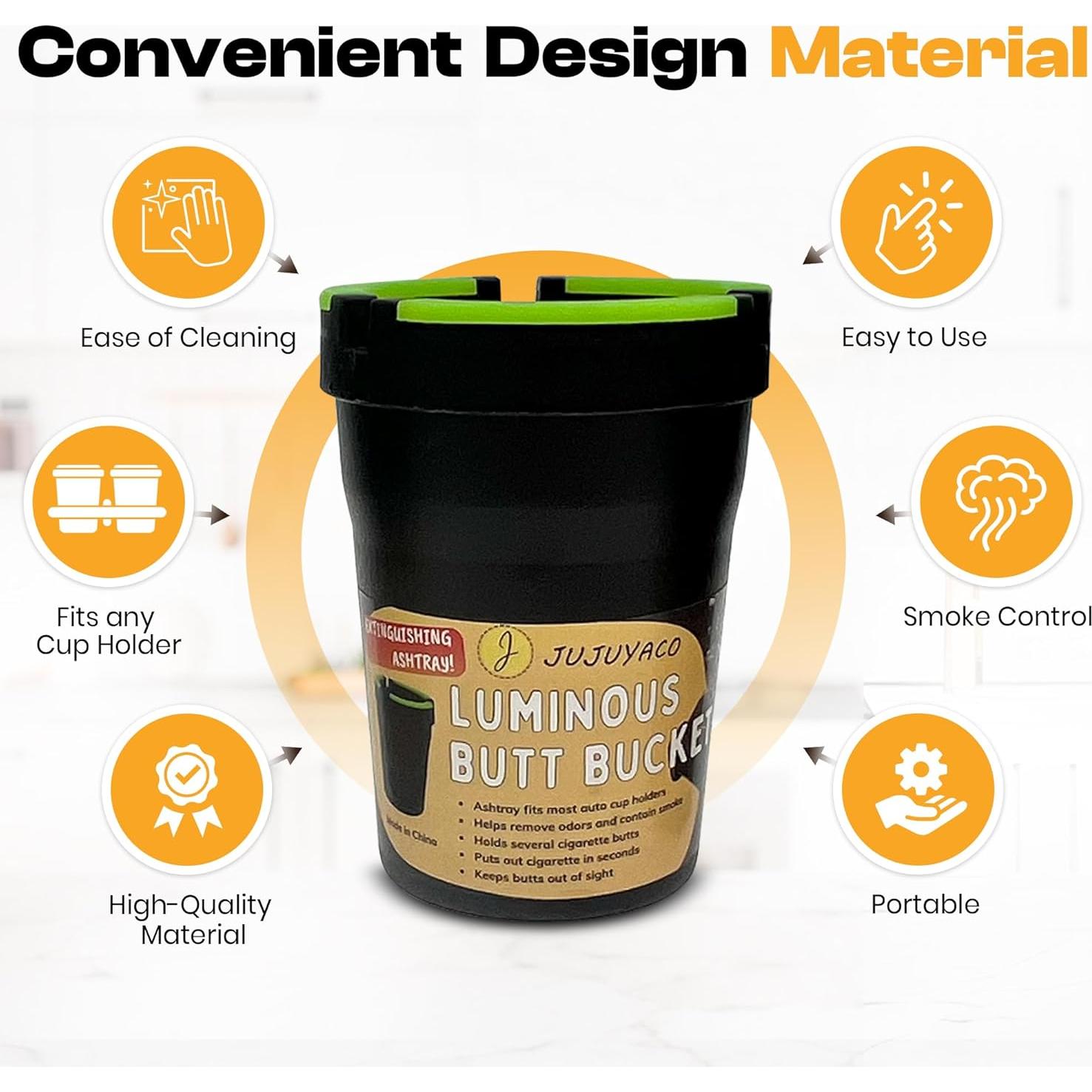 Ceniceros Butt Bucket JUJUYACO - Paquete de 3, Negro, Sin Humo