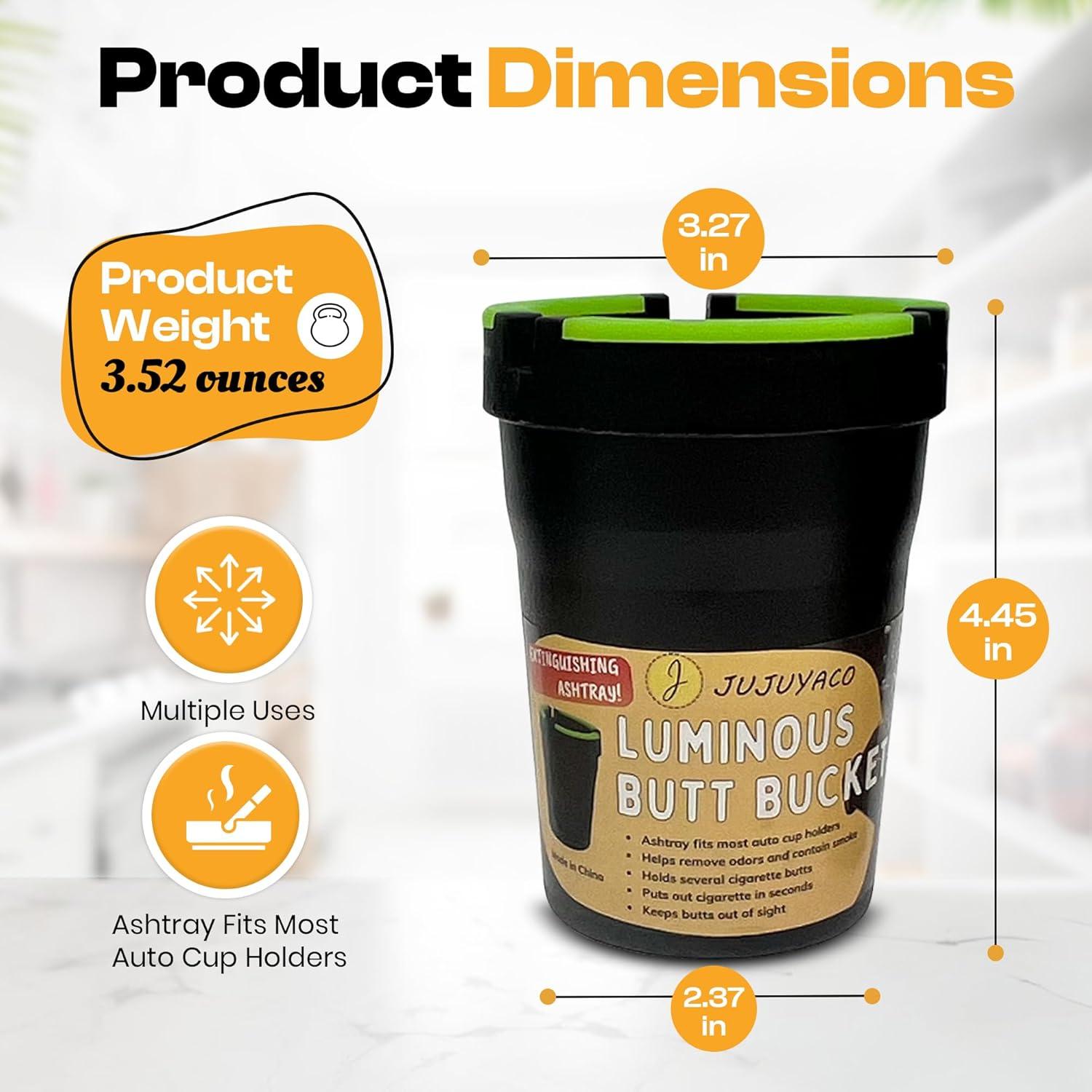 Ceniceros Butt Bucket JUJUYACO - Paquete de 3, Negro, Sin Humo