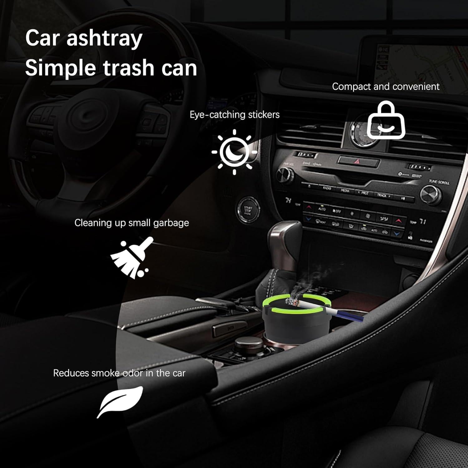 Cenicero Sin Humo OFBAND para Coche Negro Multifuncional