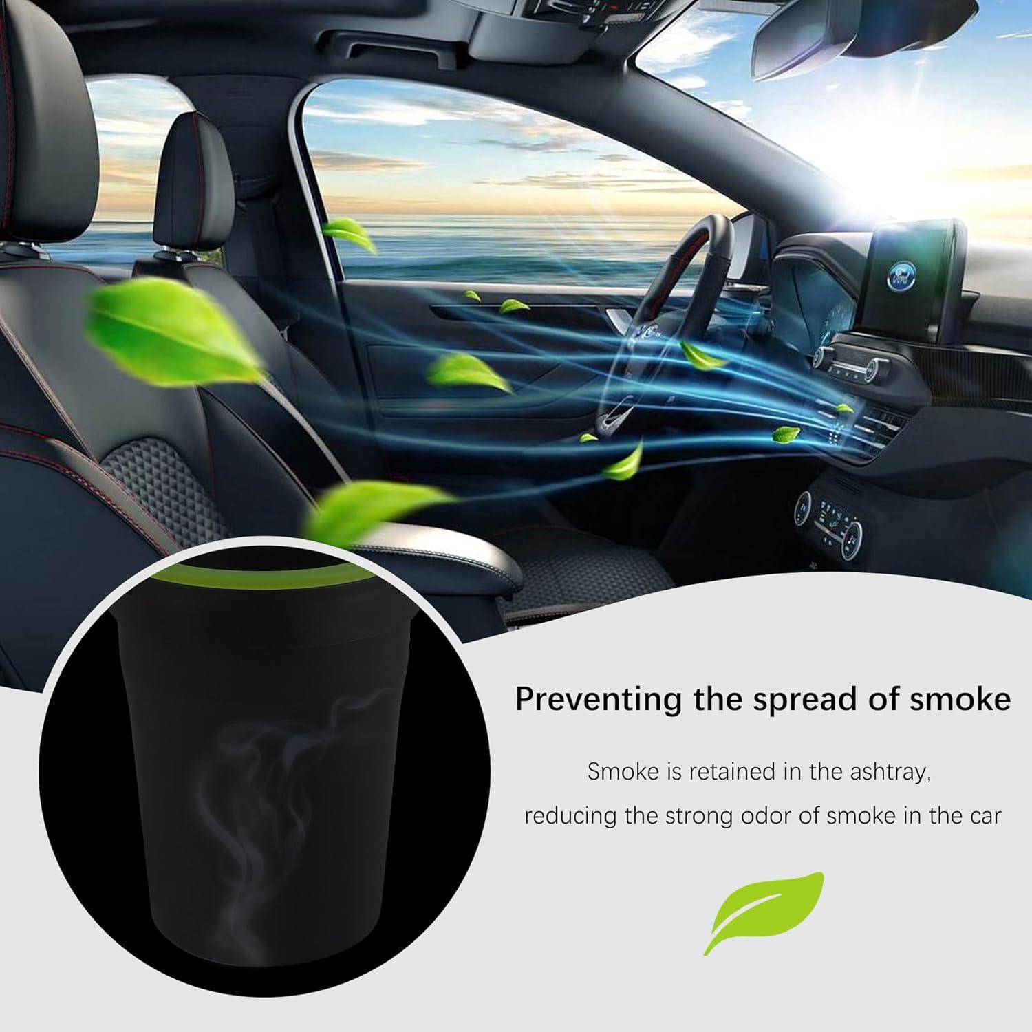 Cenicero Sin Humo OFBAND para Coche Negro Multifuncional