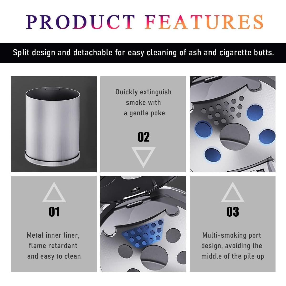 Cenicero de coche Wevdn con tapa y luz LED azul