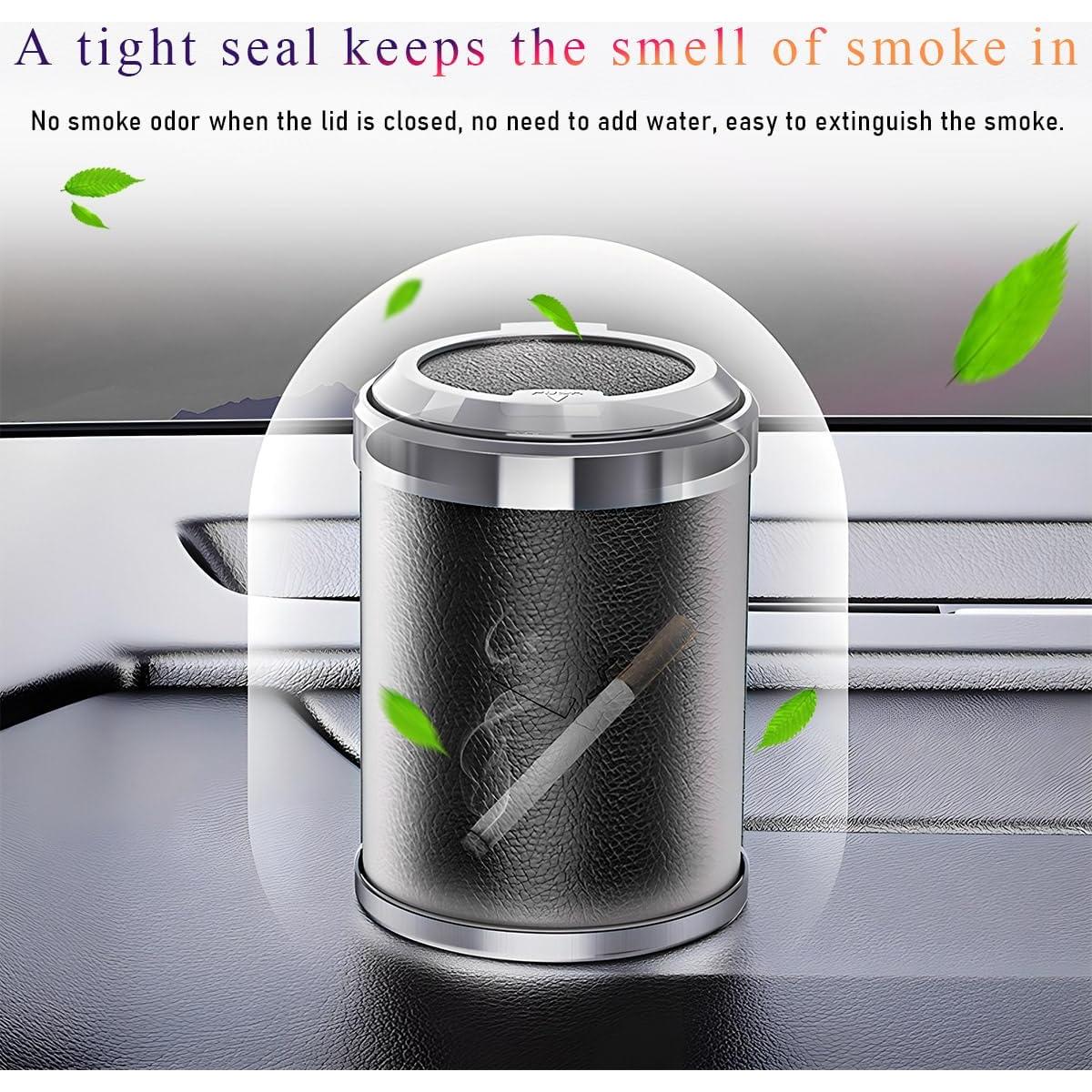 Cenicero de coche Wevdn con tapa y luz LED azul