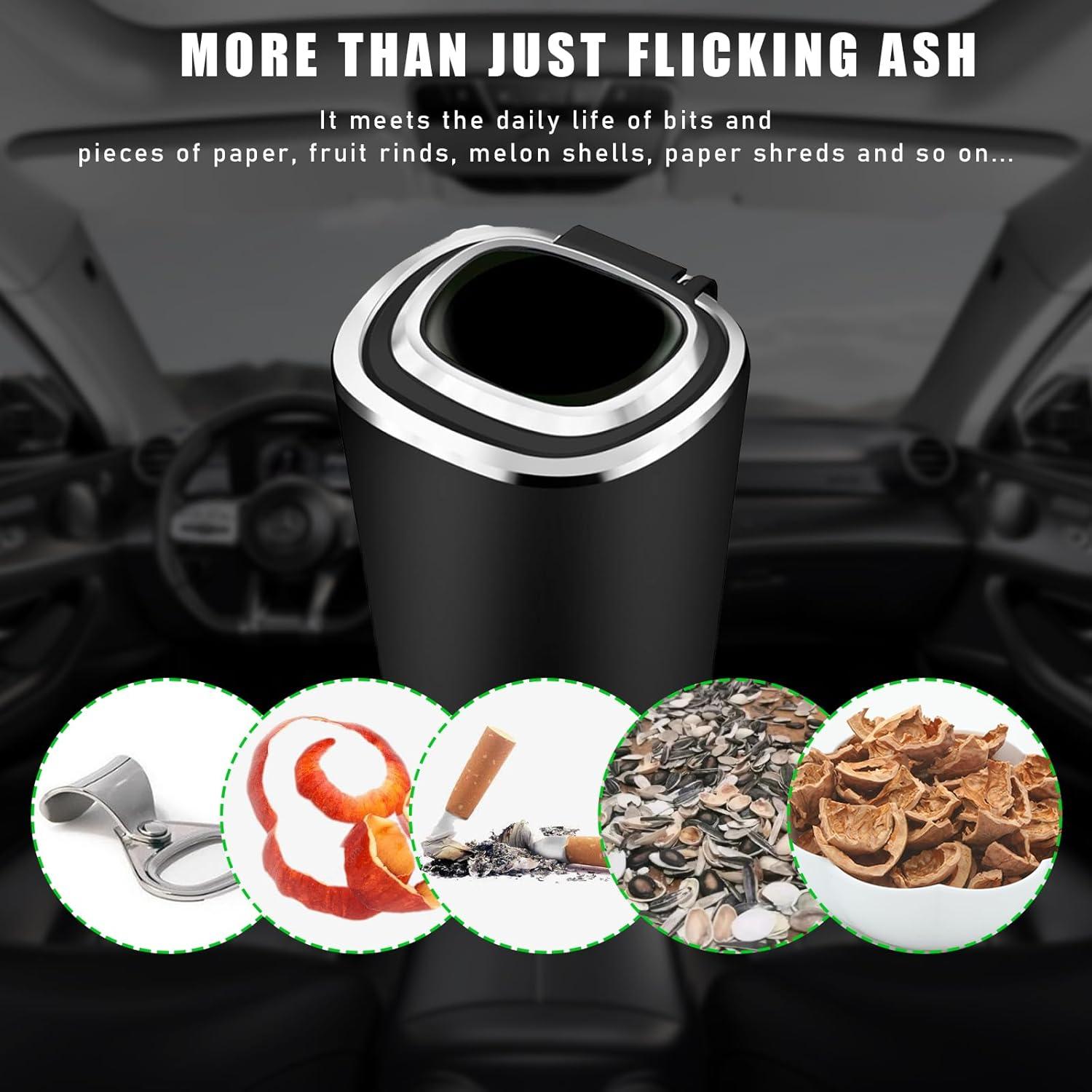 Cenicero de coche Ohleats con luz LED y tapa a prueba de olores