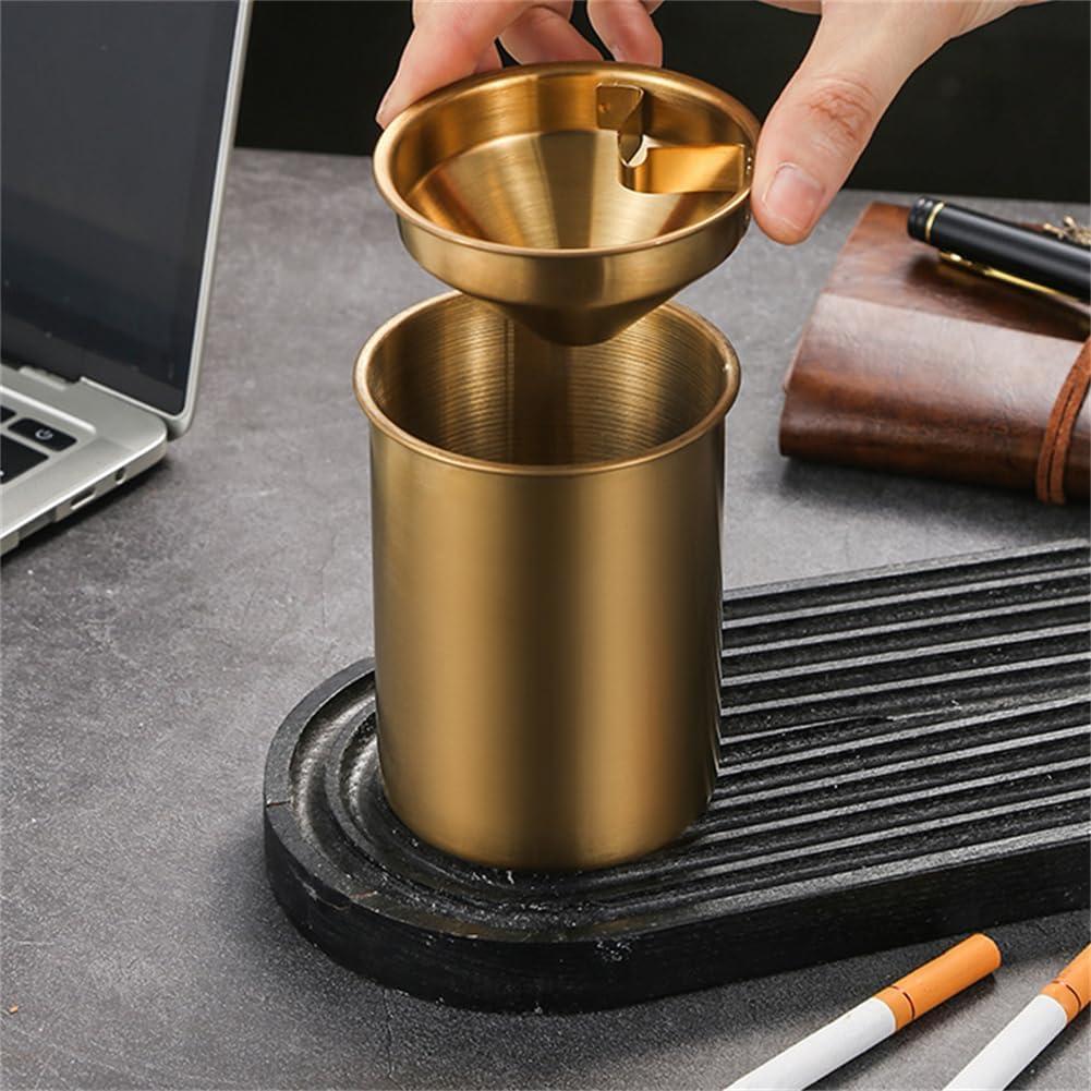 Cenicero Portátil WELANGBN Acero Inoxidable Dorado 9.6x7.7 cm