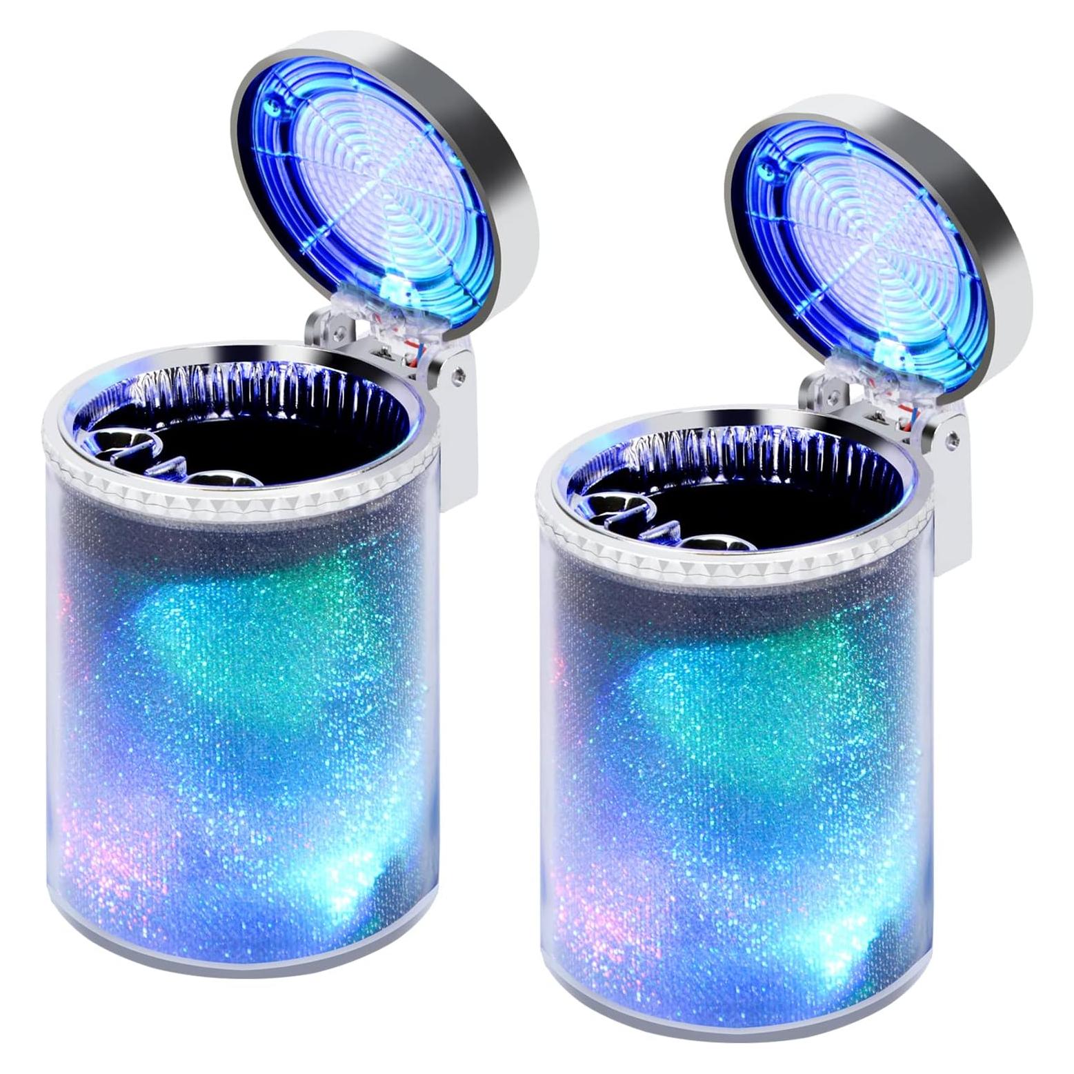 Cenicero de Coche AUSZUOI con Luz LED - Paquete de 2 Plata