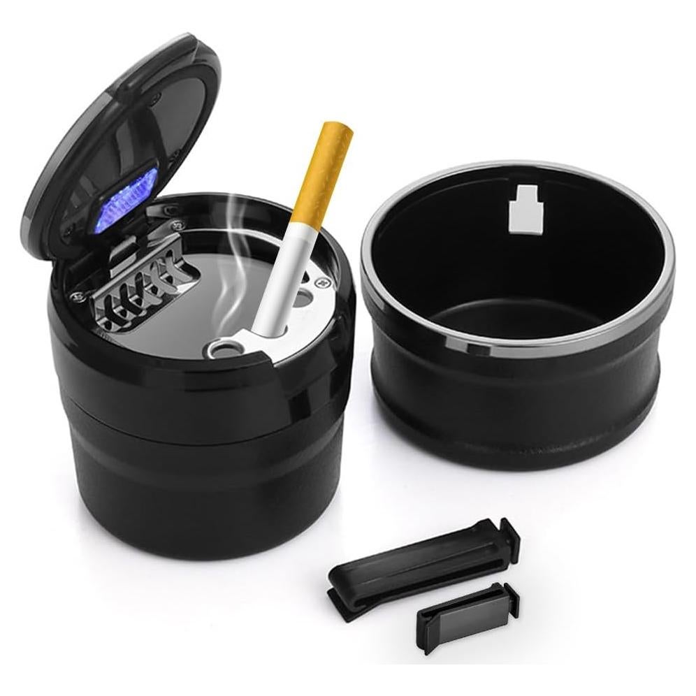 Cenicero de Auto Ziciner con Tapa y Luz LED - Negro