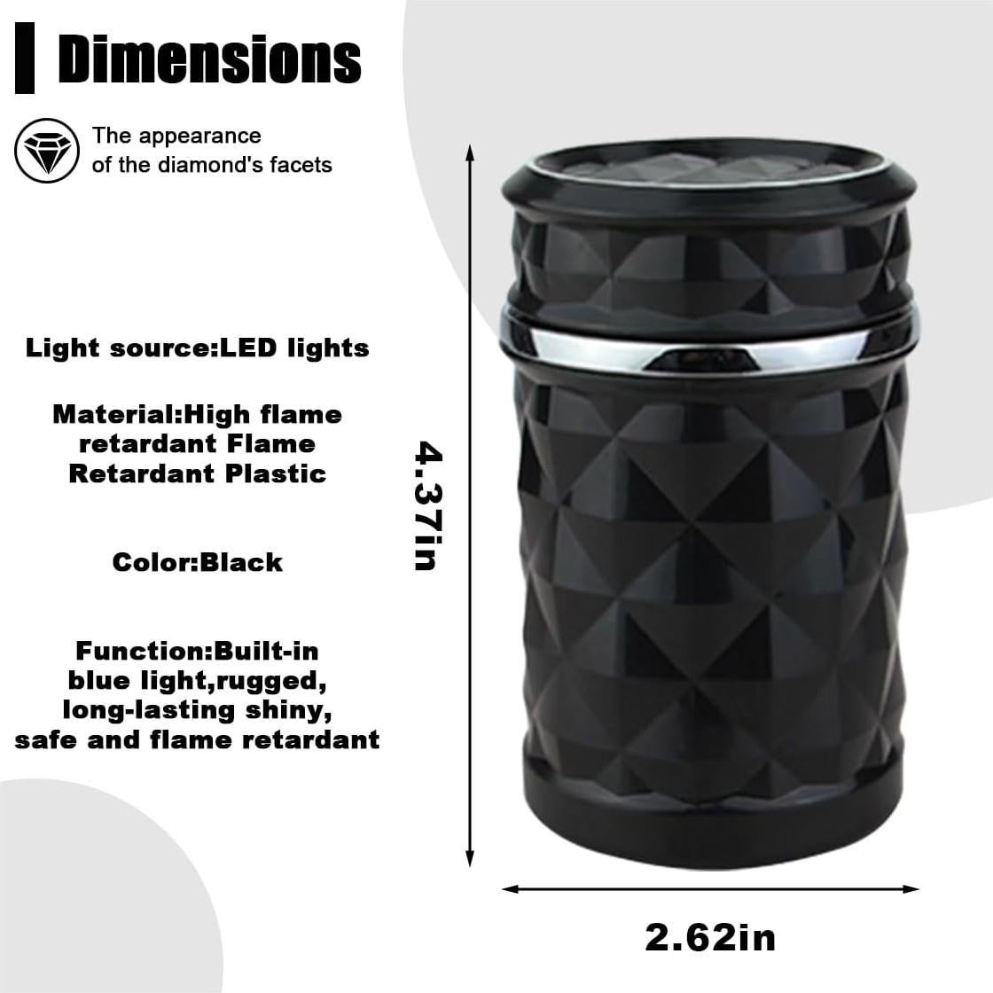 Cenicero portátil para coche SMILFUY con luz LED negro