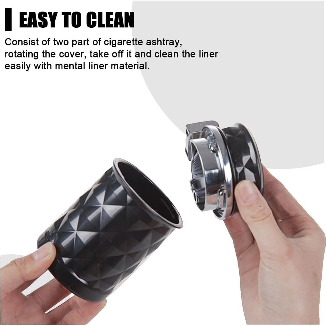 Cenicero portátil para coche SMILFUY con luz LED negro