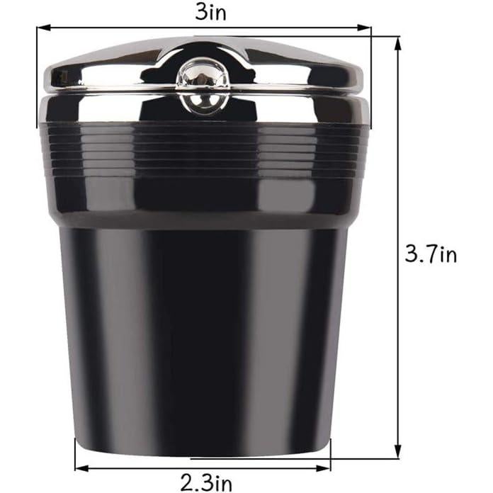 Cenicero para Auto AISIBO con Luz LED y Tapa Negro