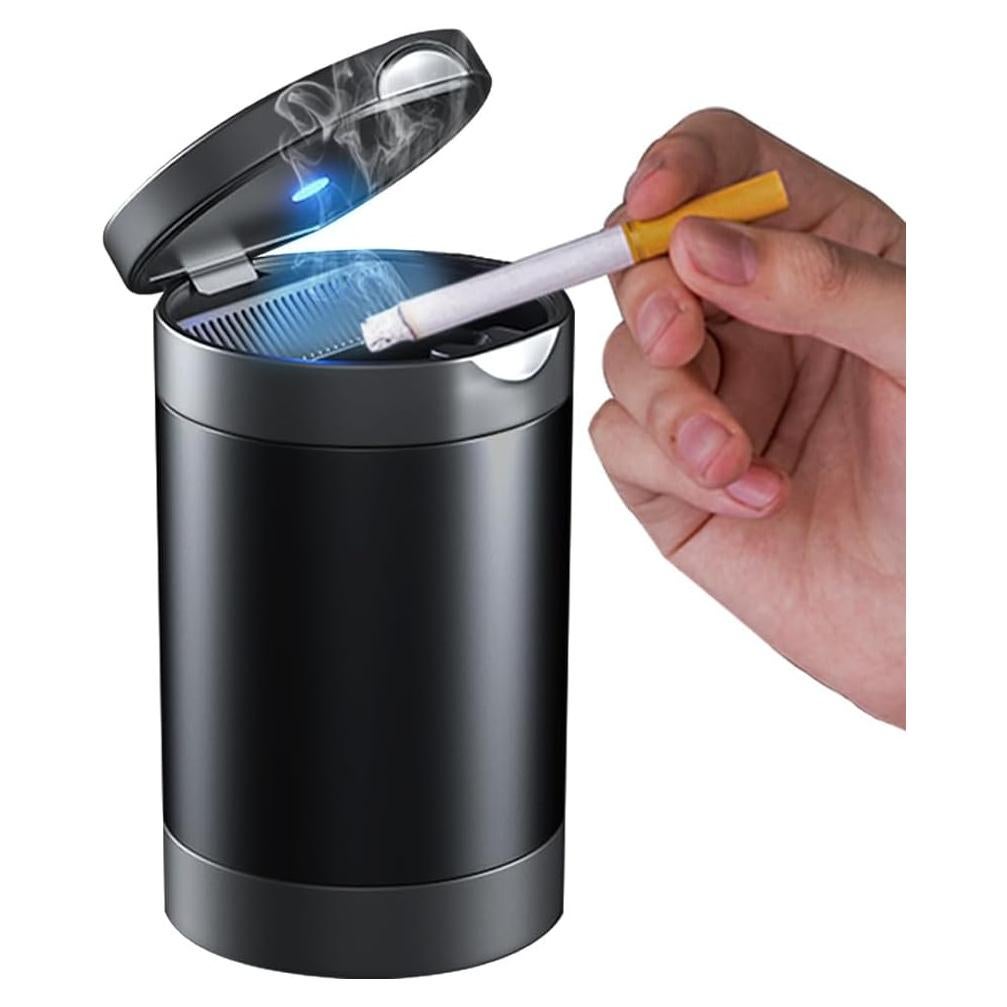 Cenicero de coche Tmengdao YHG01-H con luz LED y tapa