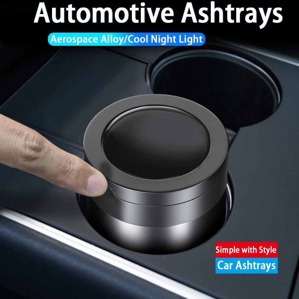 Cenicero de coche Tmengdao YHG01-H con luz LED y tapa