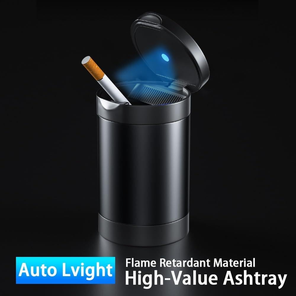 Cenicero de coche Tmengdao YHG01-H con luz LED y tapa