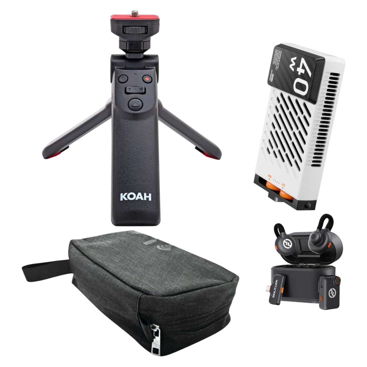 Combo Micrófono Inalámbrico Hollyland Lark M2S + Luz LED Zhiyun FIVERAY M40 + Agarre Koah + Estuche Maxell