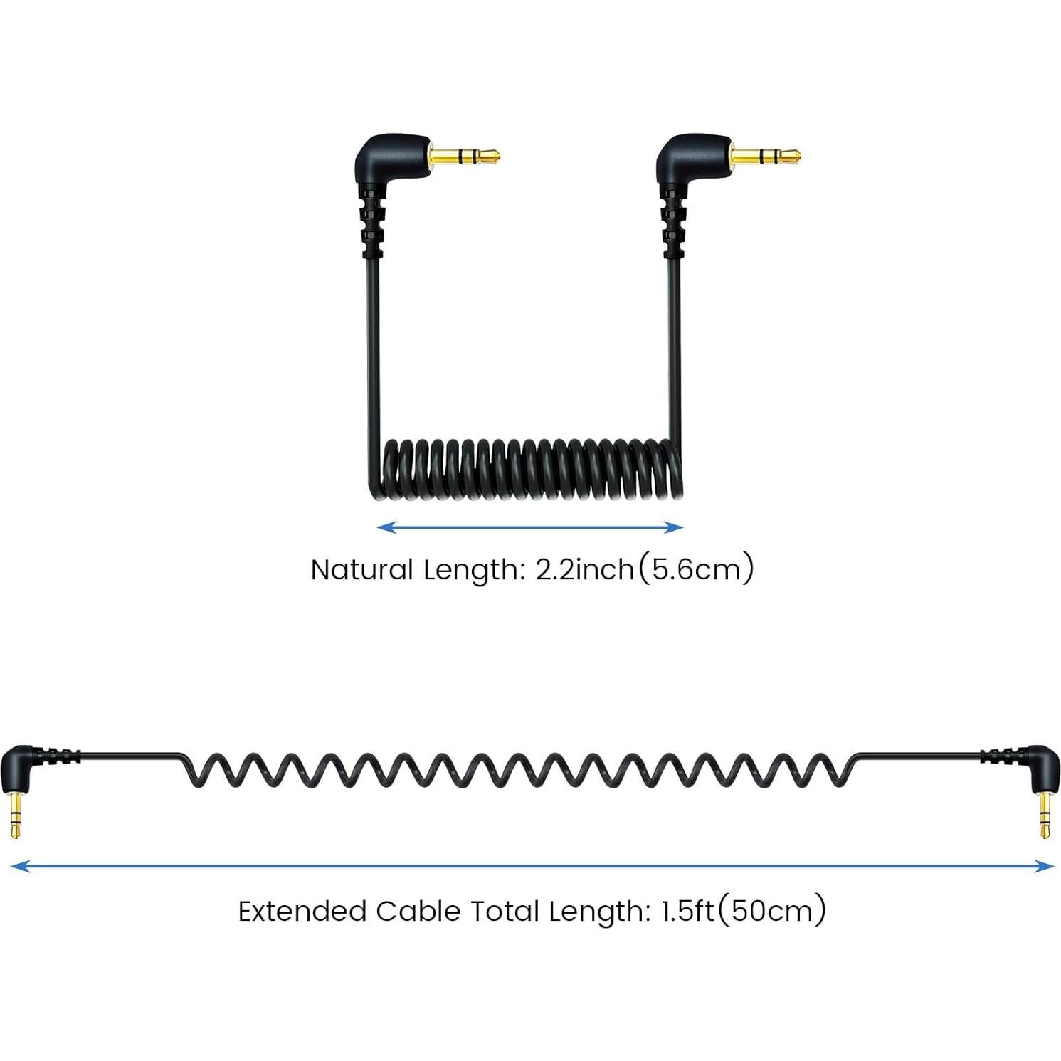 Paquete de 2 Cables de Micrófono 3.5mm Weishan Espiral