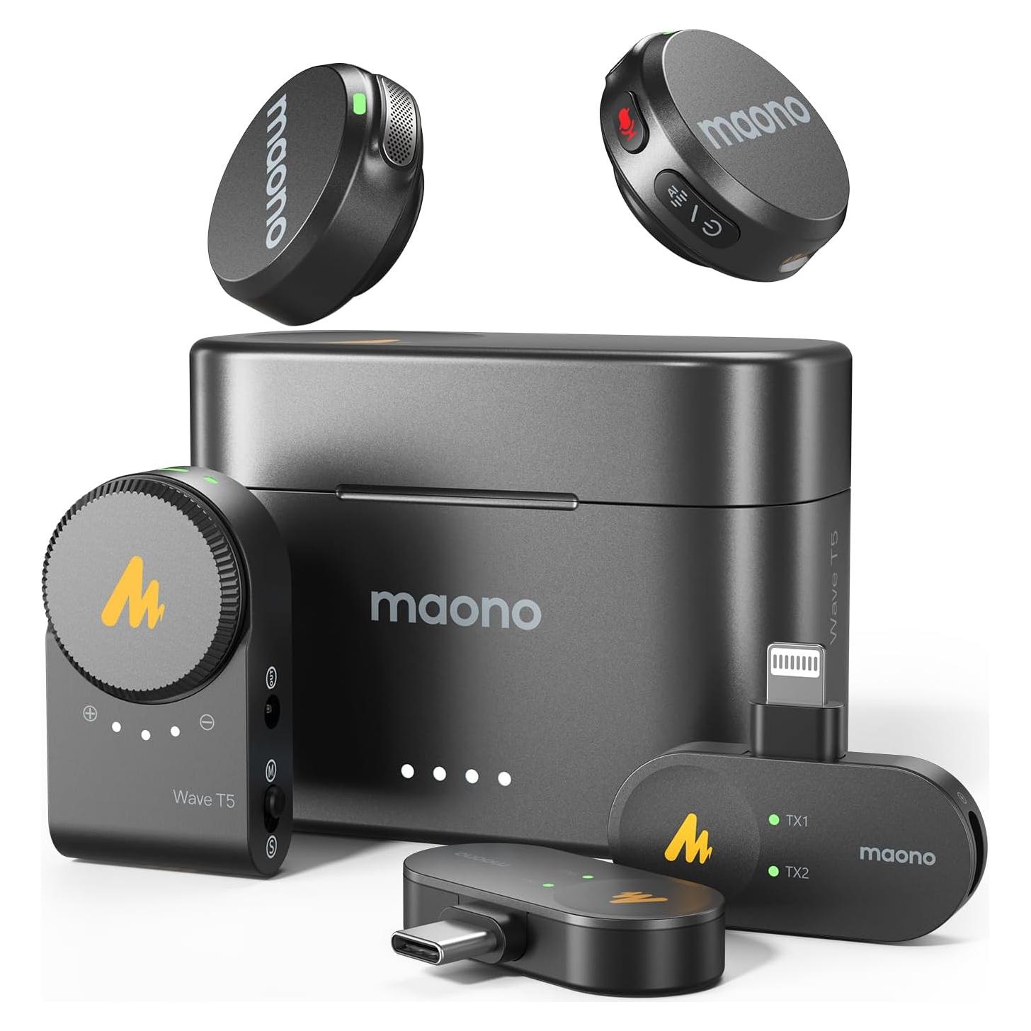 Micrófono Lavalier Inalámbrico MAONO Wave T5 48kHz 24bit