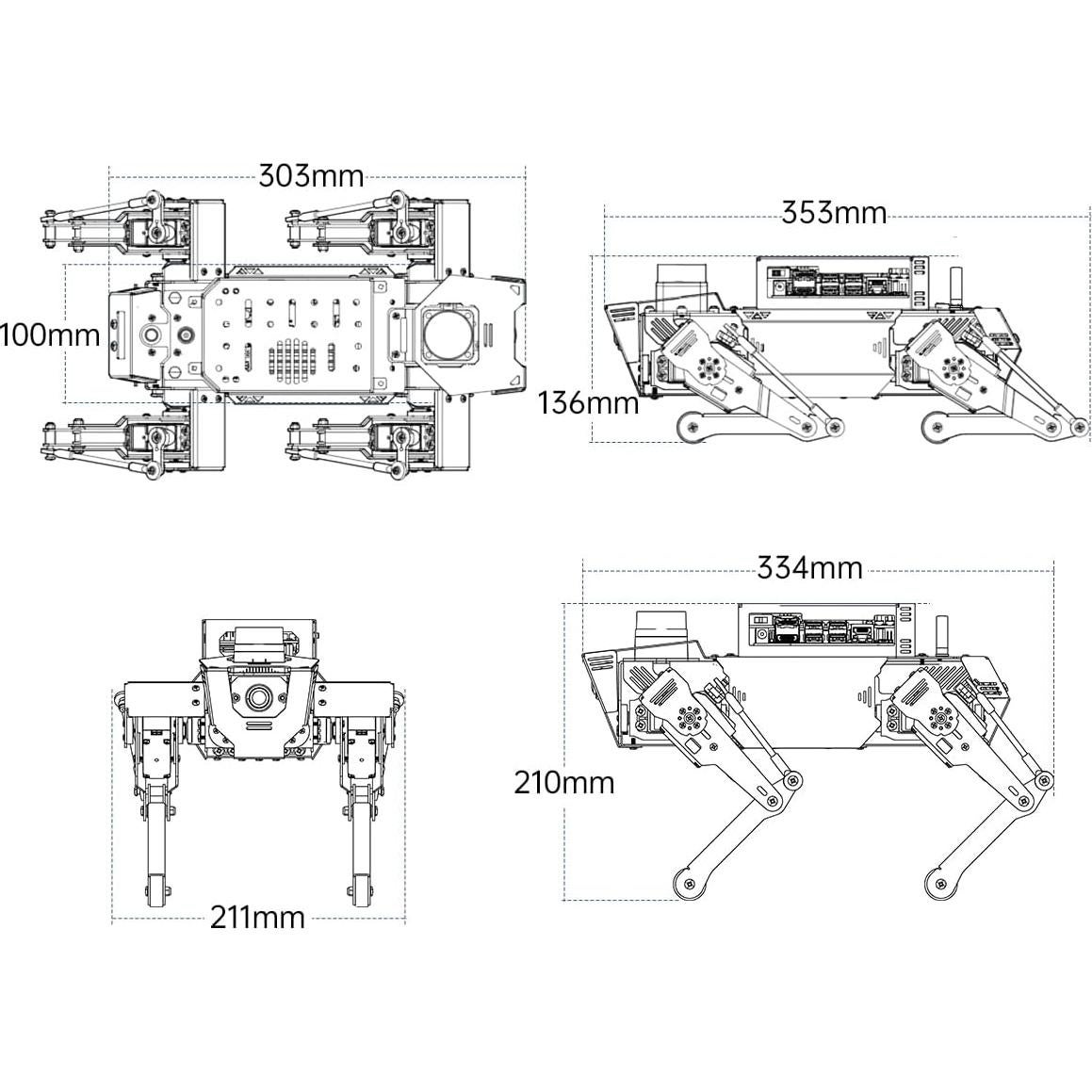 Perro Robot Cuadrúpedo HiWonder Rospug con AI y SLAM