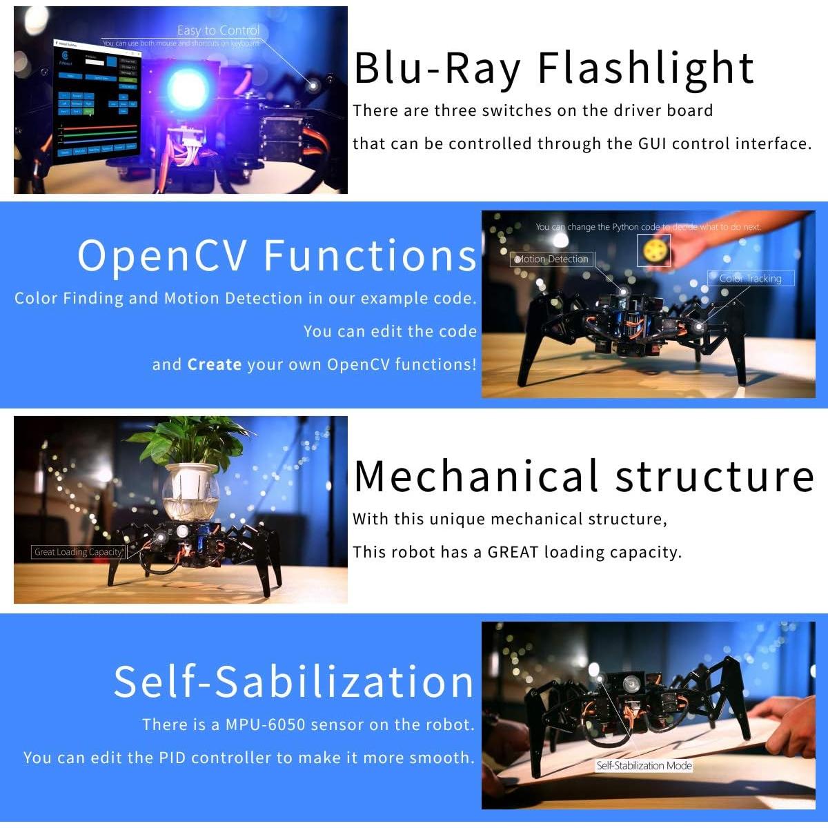 Kit Robot Araña Cuadrúpedo Adeept DarkPaw para Raspberry Pi