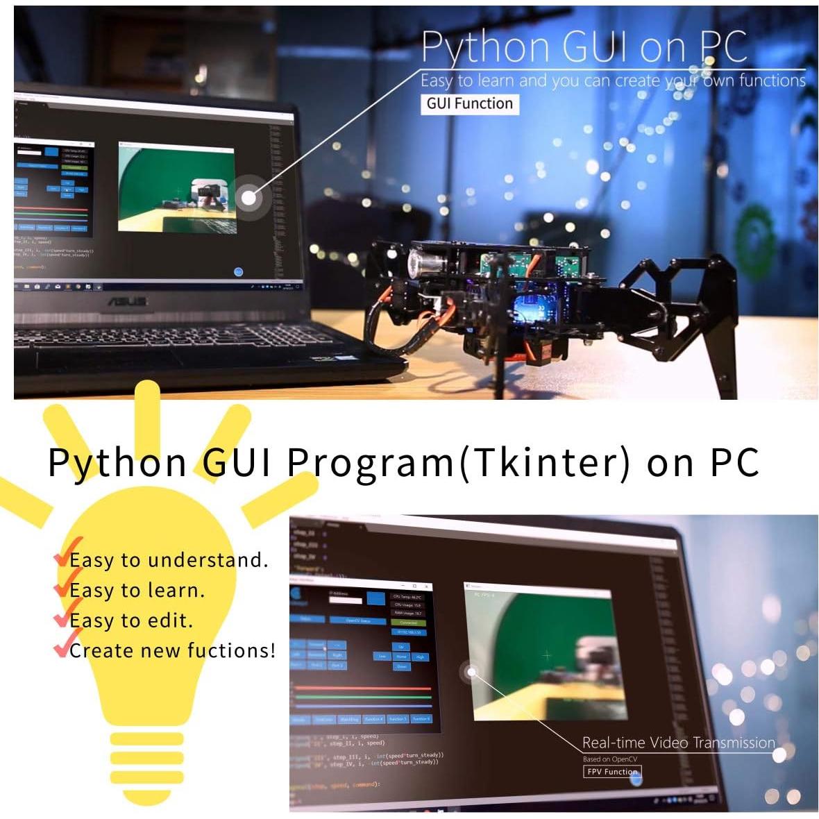 Kit Robot Araña Cuadrúpedo Adeept DarkPaw para Raspberry Pi