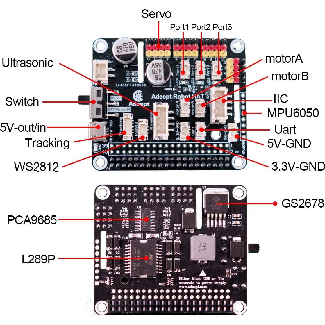 Kit Robot Araña Cuadrúpedo Adeept DarkPaw para Raspberry Pi