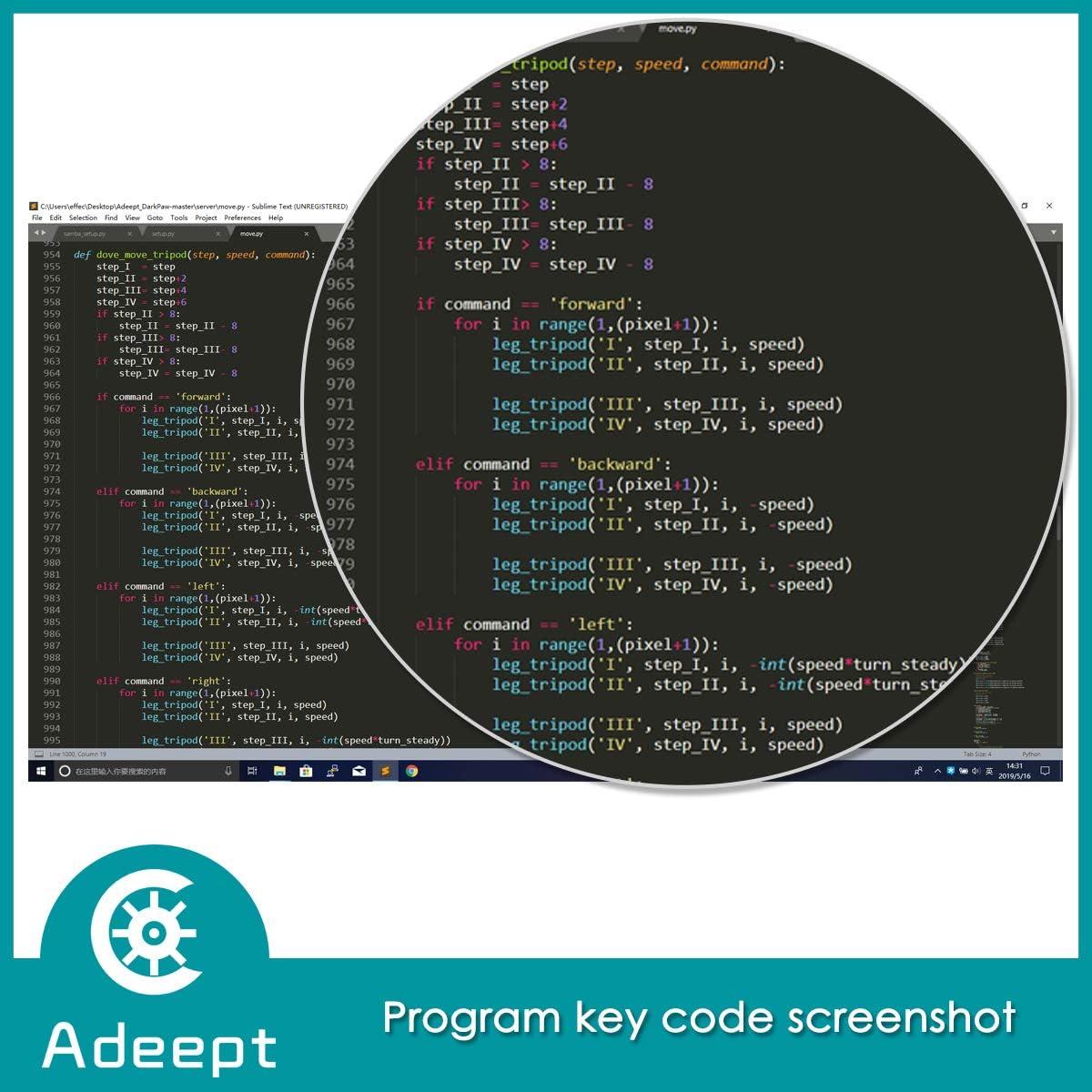 Kit Robot Araña Cuadrúpedo Adeept DarkPaw para Raspberry Pi