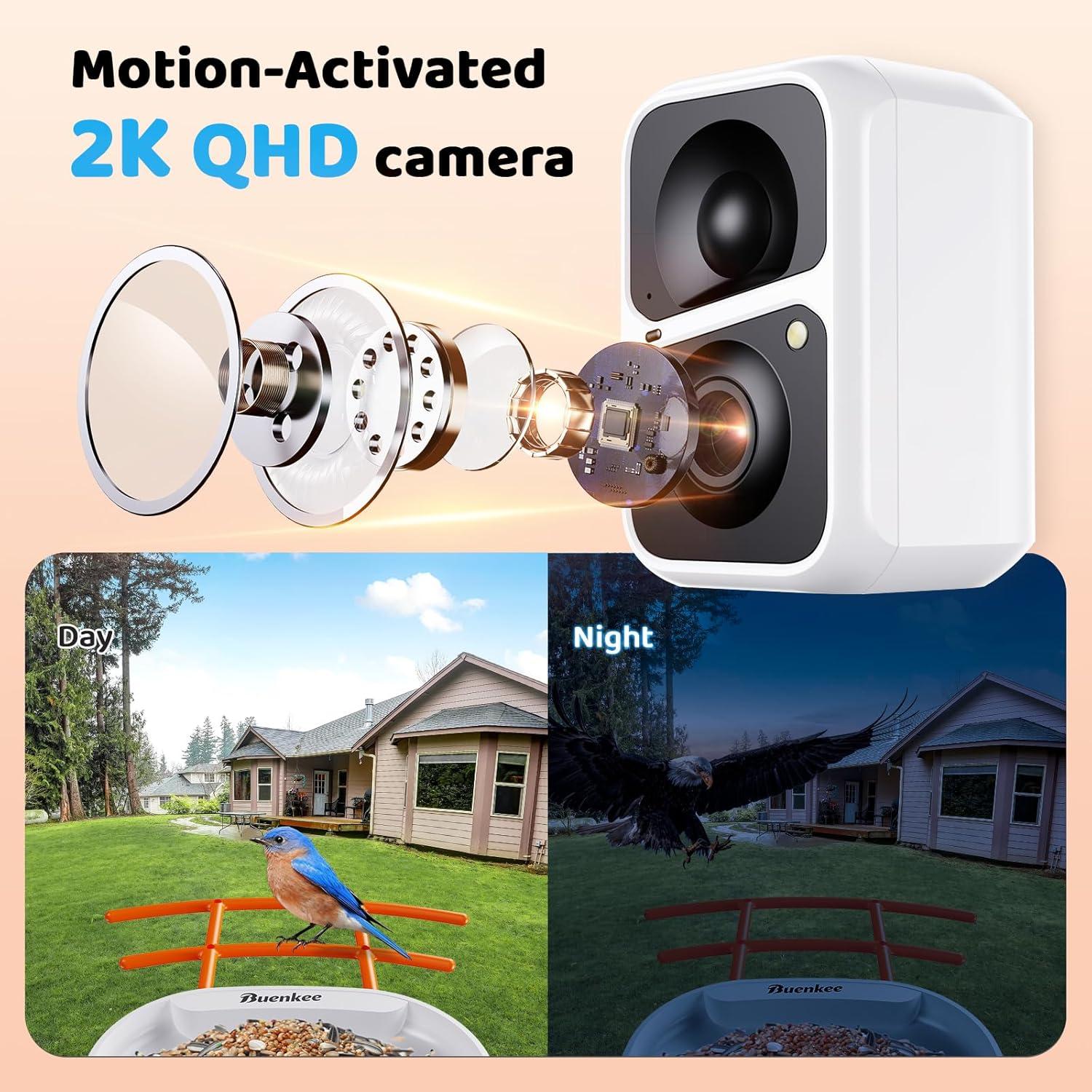 Comedero Inteligente para Aves Buenkee - 2K HD, Solar, 1.8L