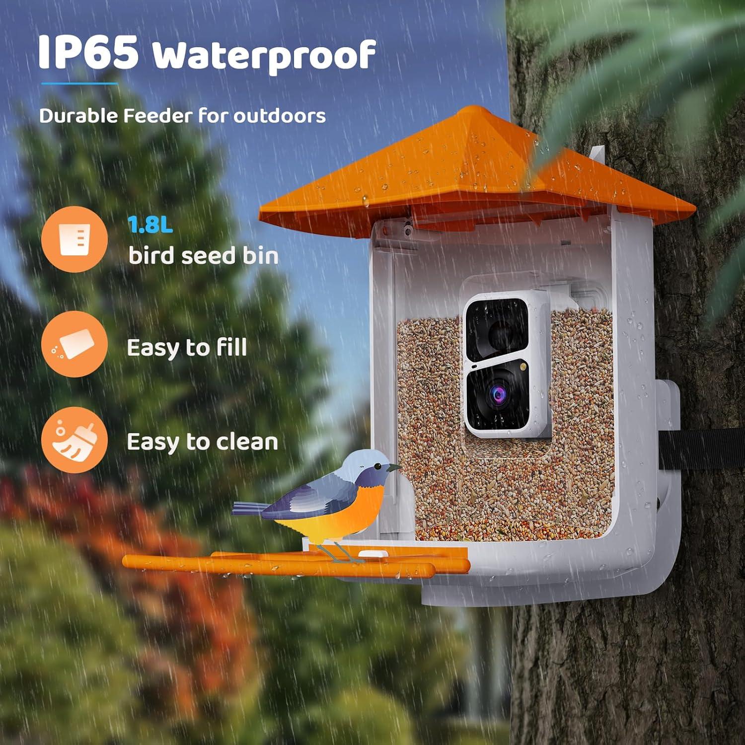 Comedero Inteligente para Aves Buenkee - 2K HD, Solar, 1.8L
