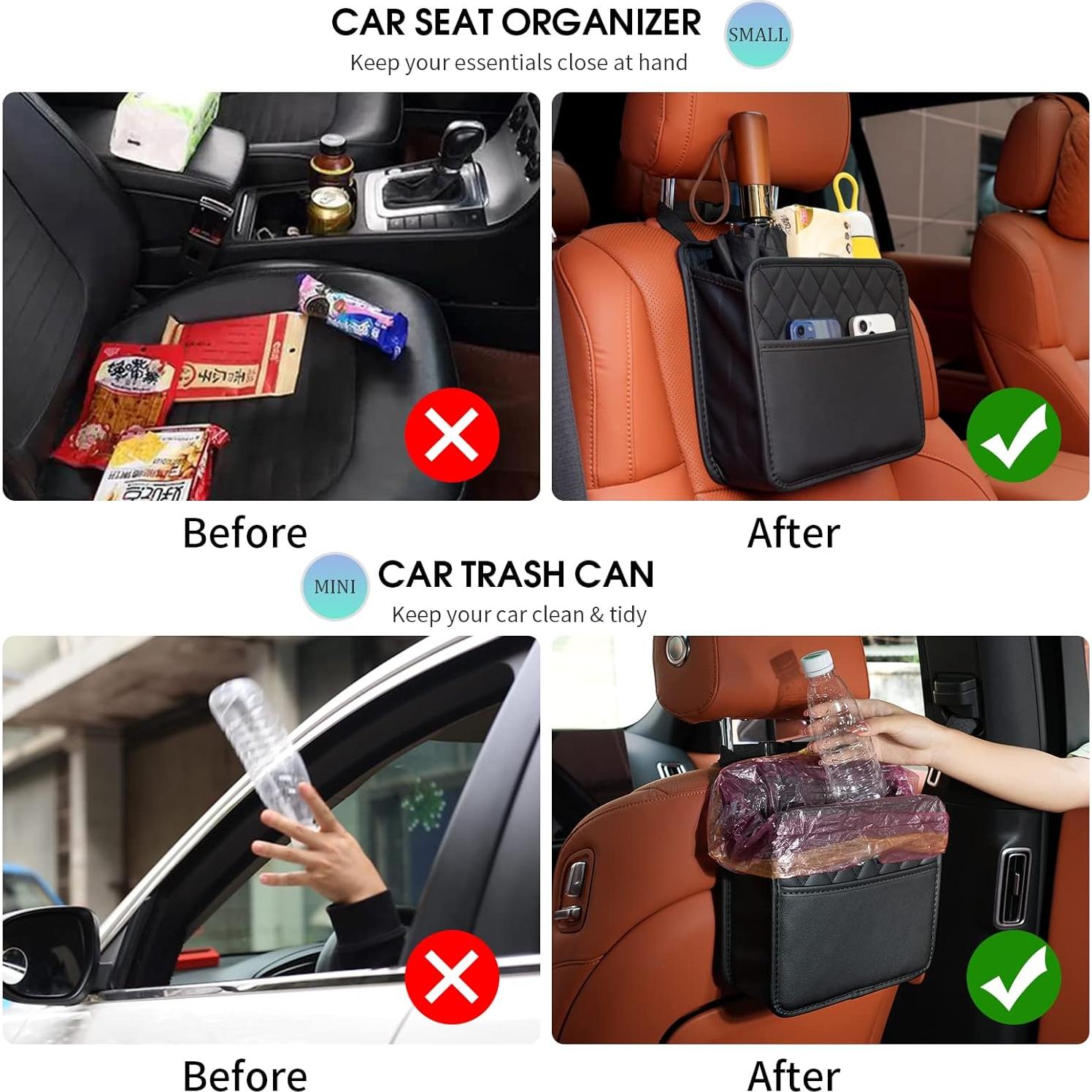 Organizador de Asiento de Auto FrgKbTm Cuero Sintético Negro