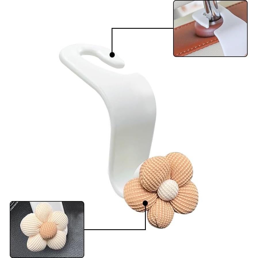 Ganchos para Reposacabezas de Coche KHGUZ Beige/Blanco 4Pcs