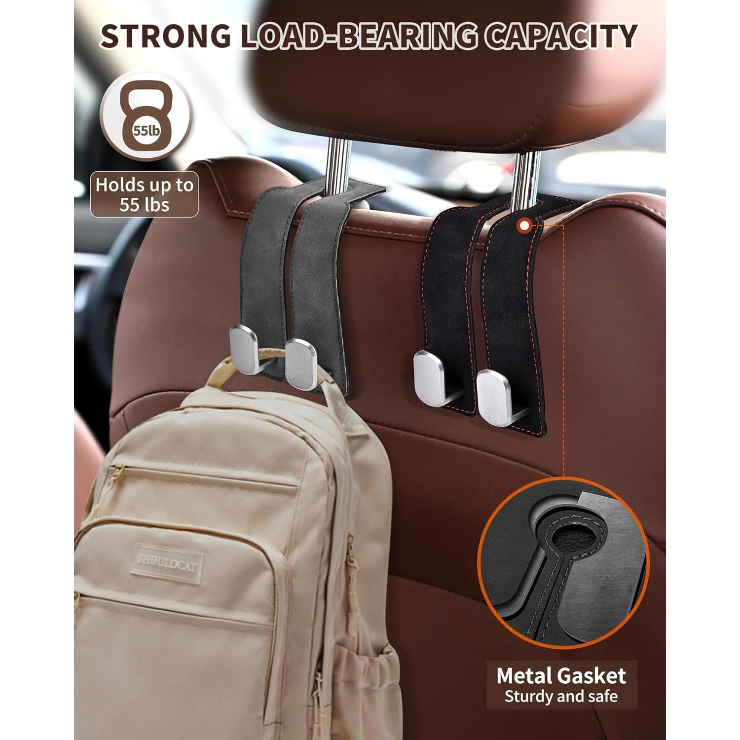 Ganchos para Reposacabezas LQLAN, 4 Organizador Coche Negro