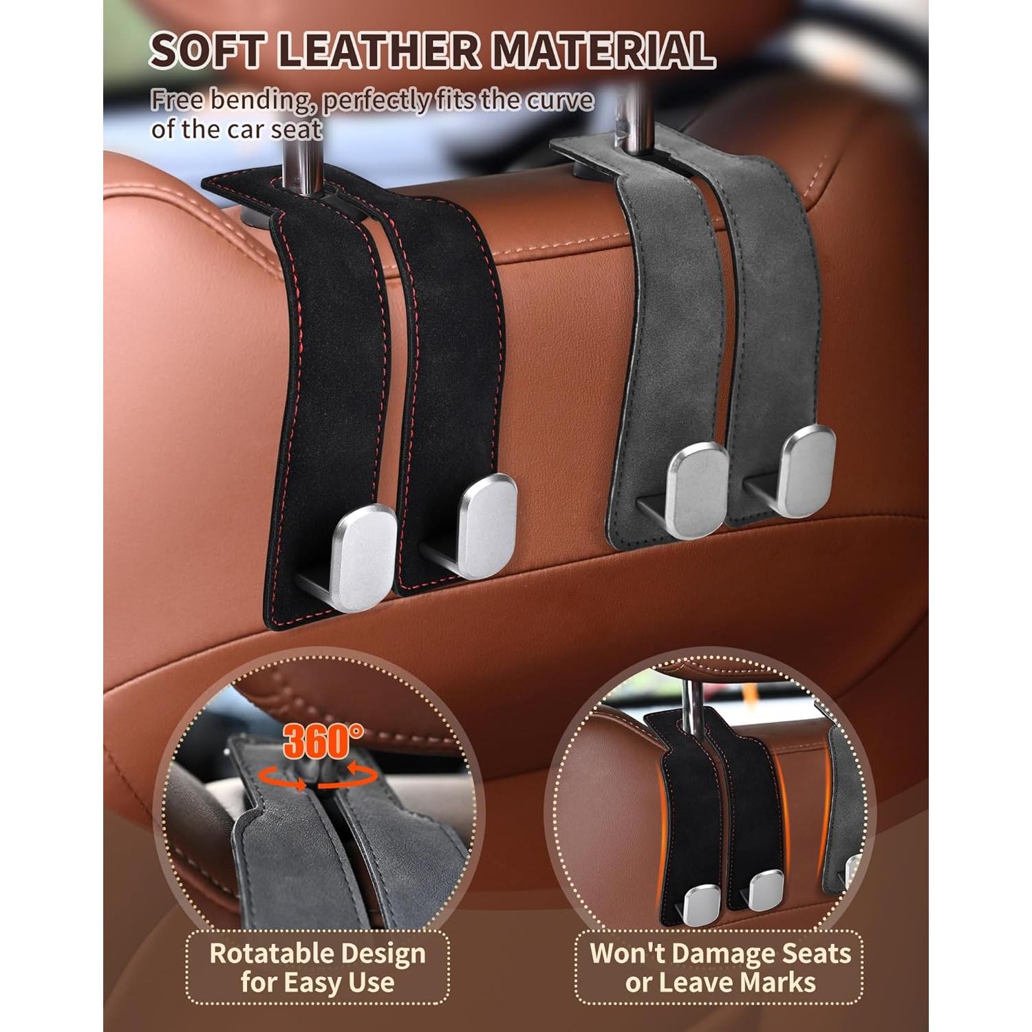 Ganchos para Reposacabezas LQLAN, 4 Organizador Coche Negro