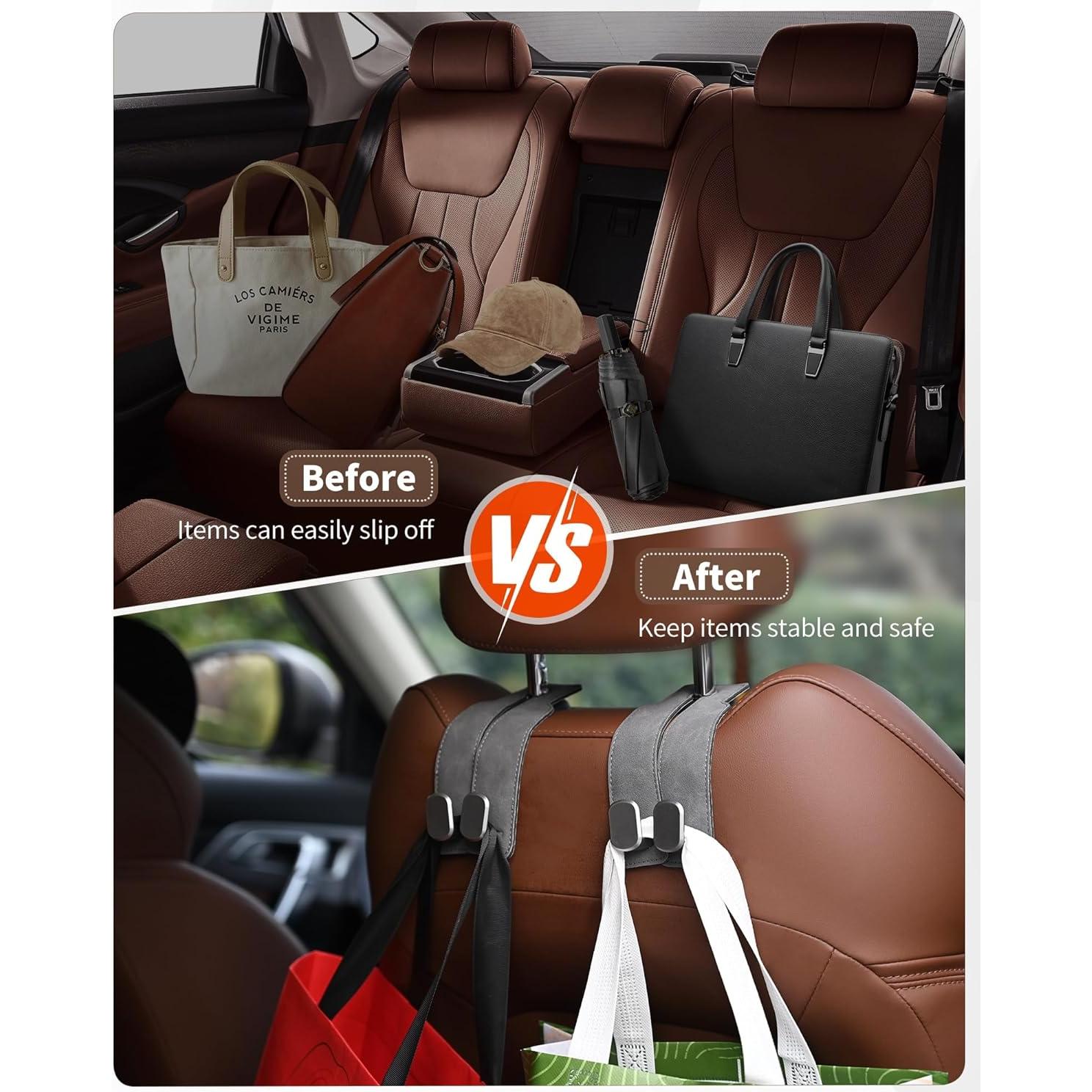 Ganchos para Reposacabezas LQLAN, 4 Organizador Coche Negro