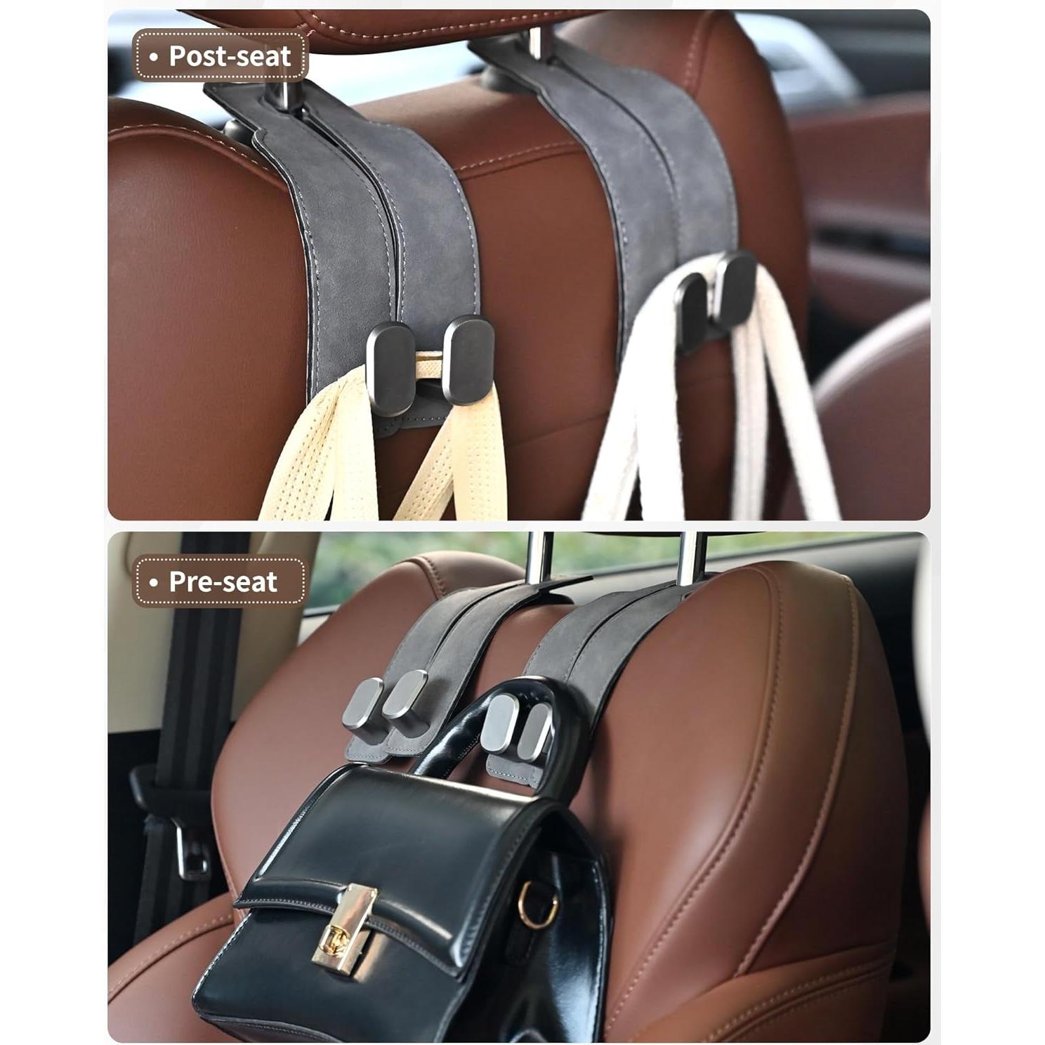 Ganchos para Reposacabezas LQLAN, 4 Organizador Coche Negro