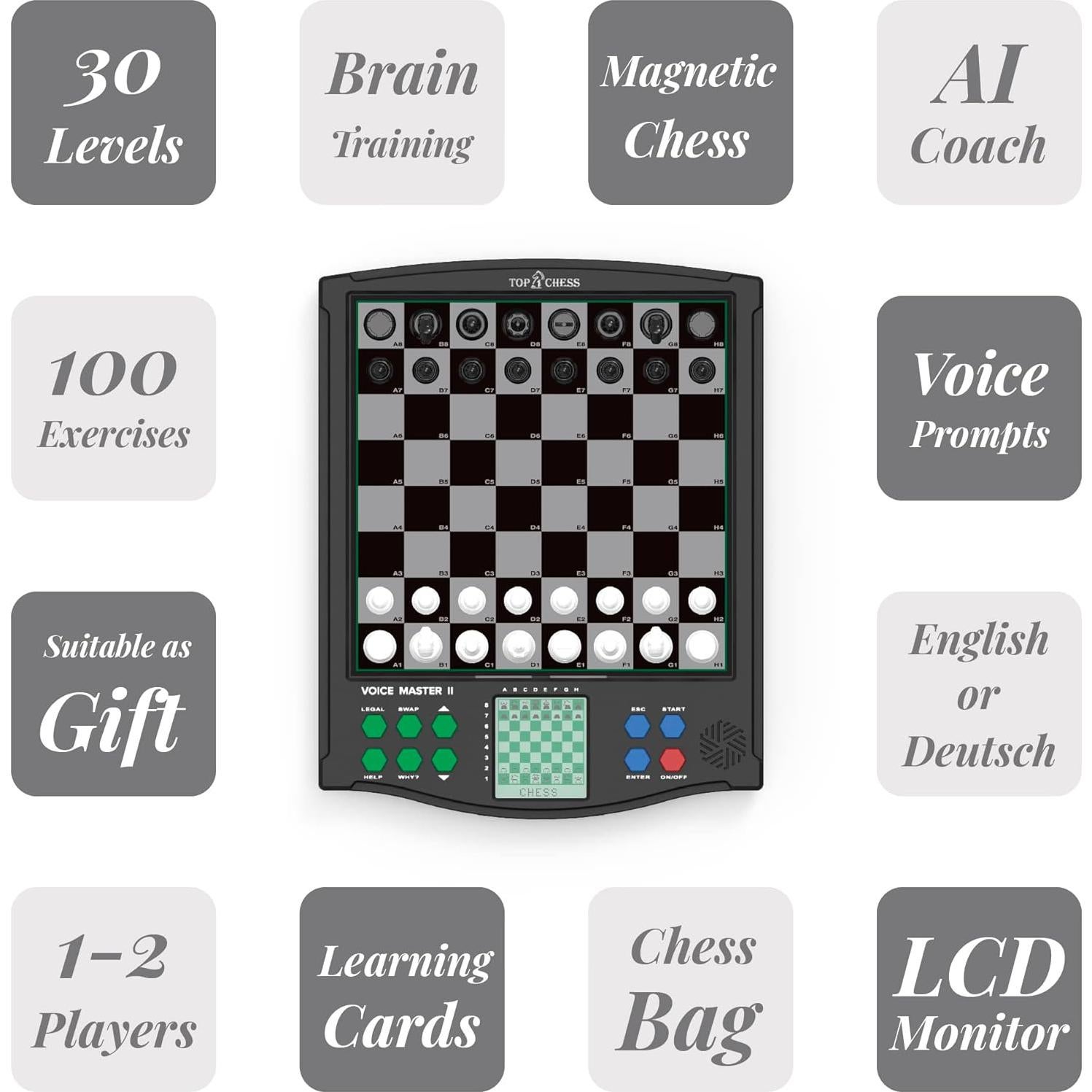 Juego de Ajedrez Electrónico TOP 1 CHESS con Voz 0.73 kg