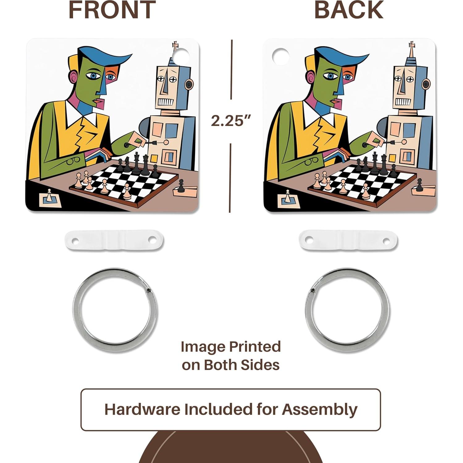 Llavero Ajedrez 3dRose Juego de 2 Plástico Duradero