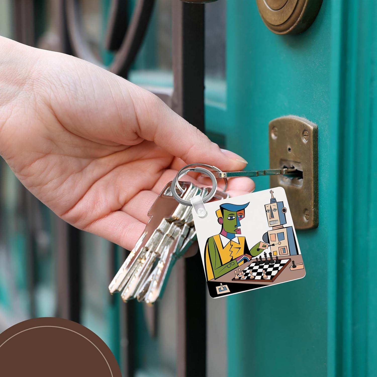 Llavero Ajedrez 3dRose Juego de 2 Plástico Duradero