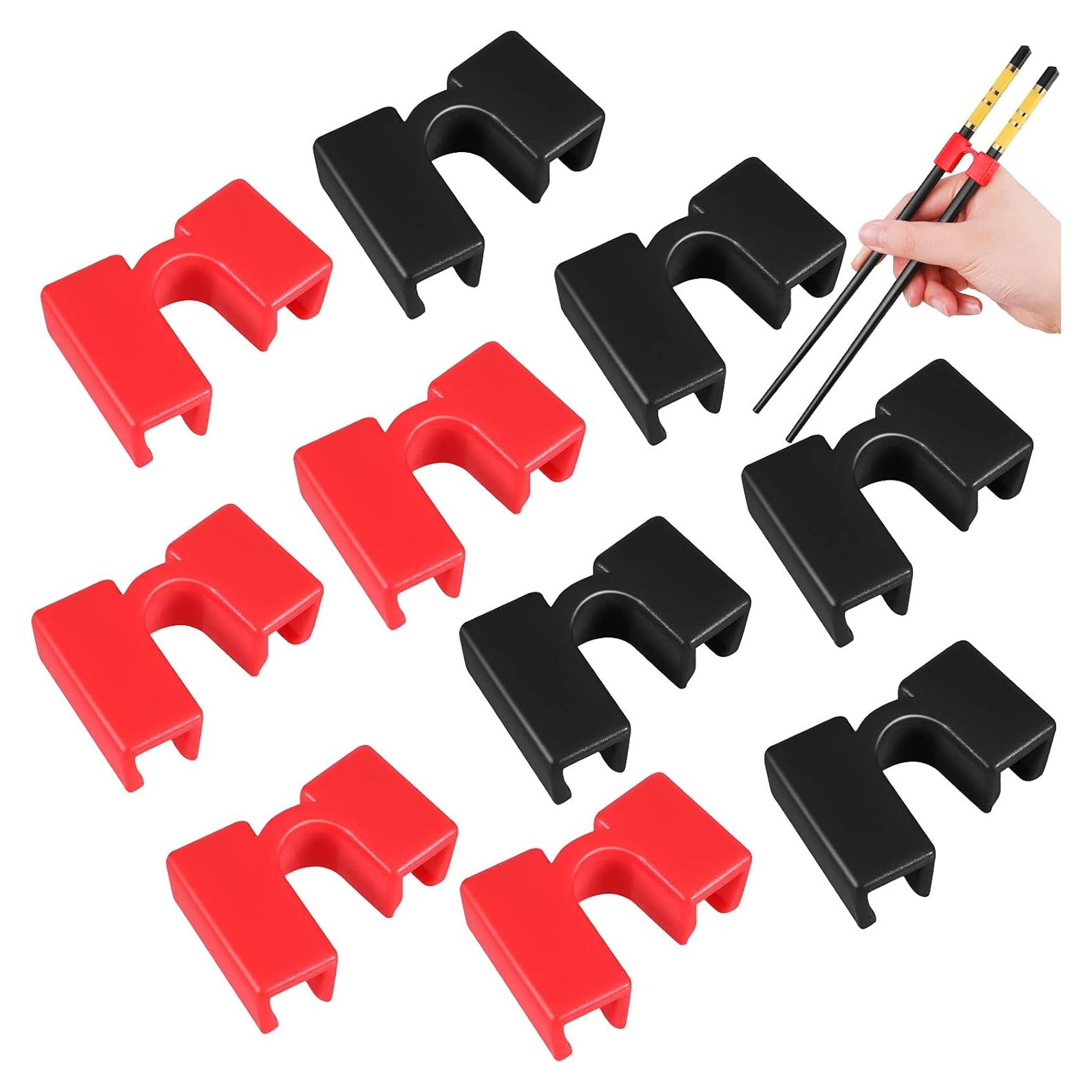 10 Ayudantes Reutilizables de Palillos Patelai - Rojo y Negro