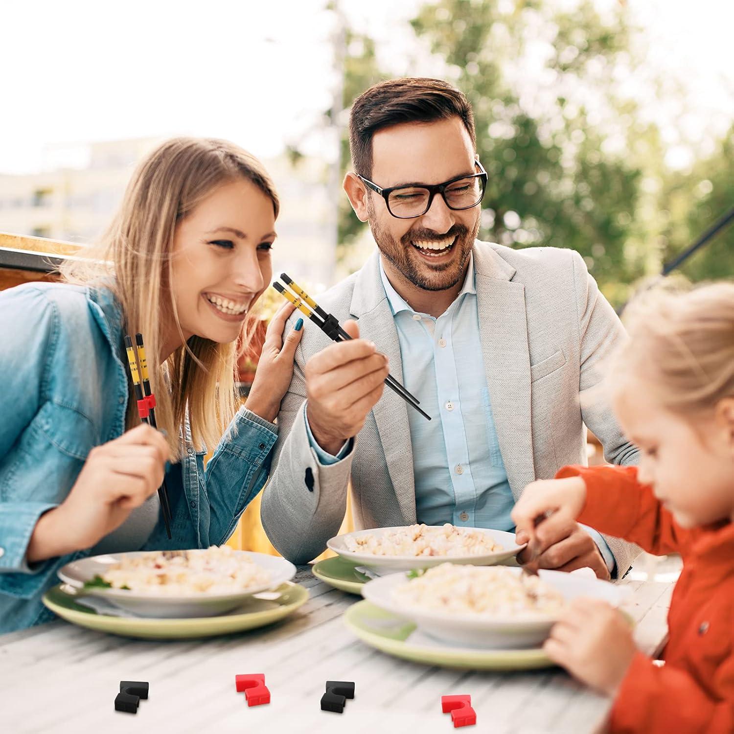 10 Ayudantes Reutilizables de Palillos Patelai - Rojo y Negro