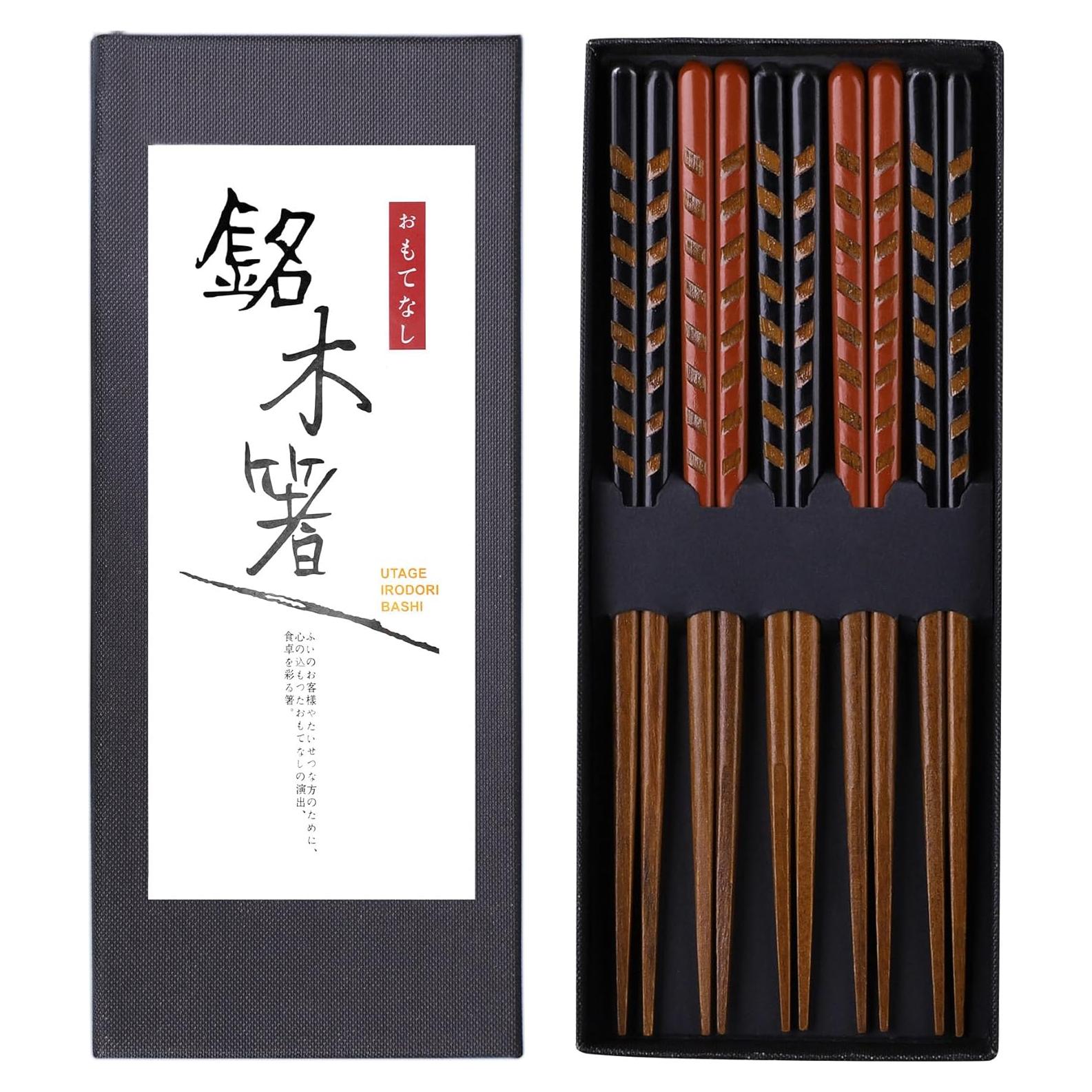 Set de 5 Pares de Palillos de Madera Antideslizantes Antner