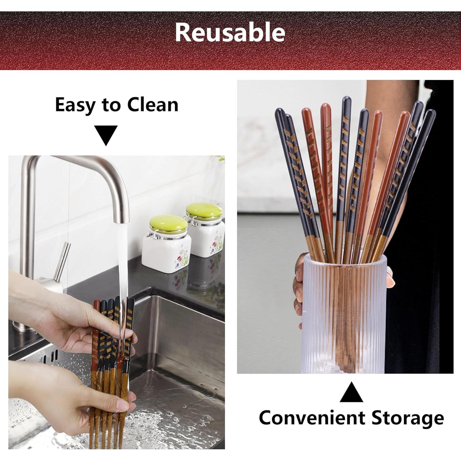 Set de 5 Pares de Palillos de Madera Antideslizantes Antner