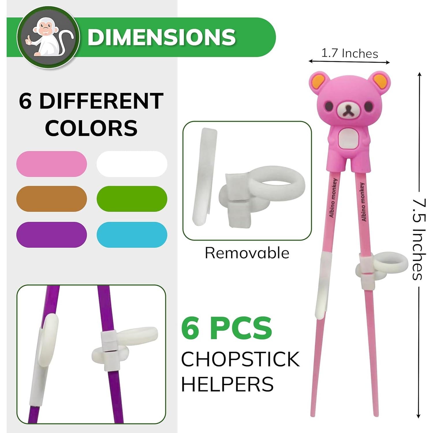 Palillos de Entrenamiento para Niños Mono Albino - 6 Pares