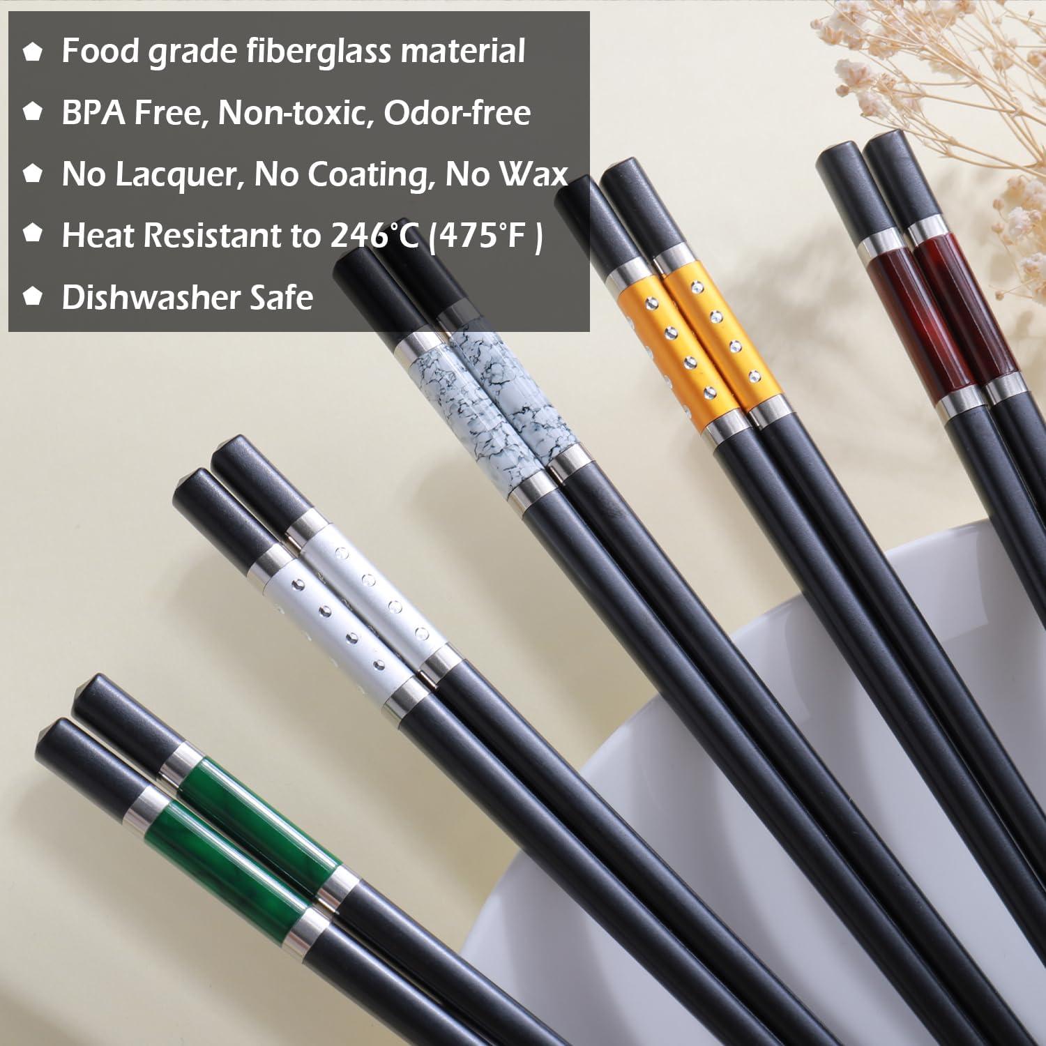 GLAMFIELDS 5 Pares Palillos Reutilizables Antideslizantes 24 cm