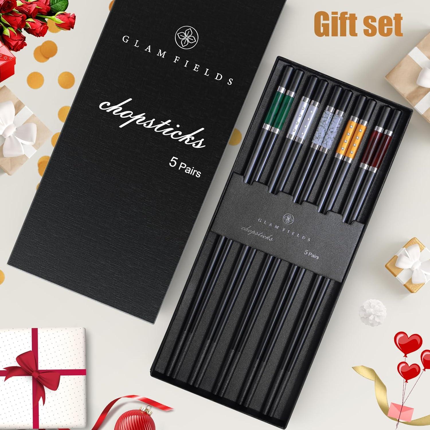 GLAMFIELDS 5 Pares Palillos Reutilizables Antideslizantes 24 cm