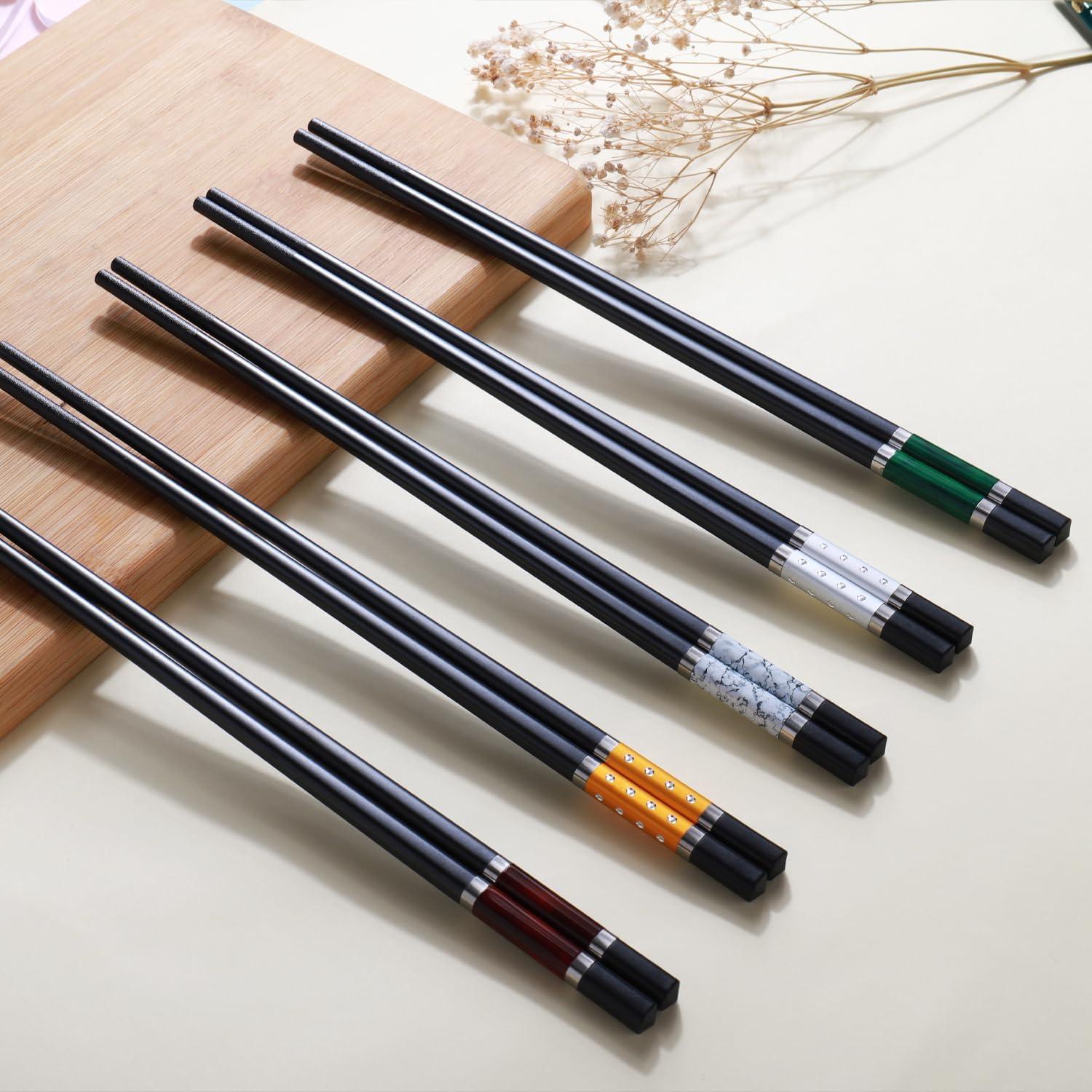 GLAMFIELDS 5 Pares Palillos Reutilizables Antideslizantes 24 cm