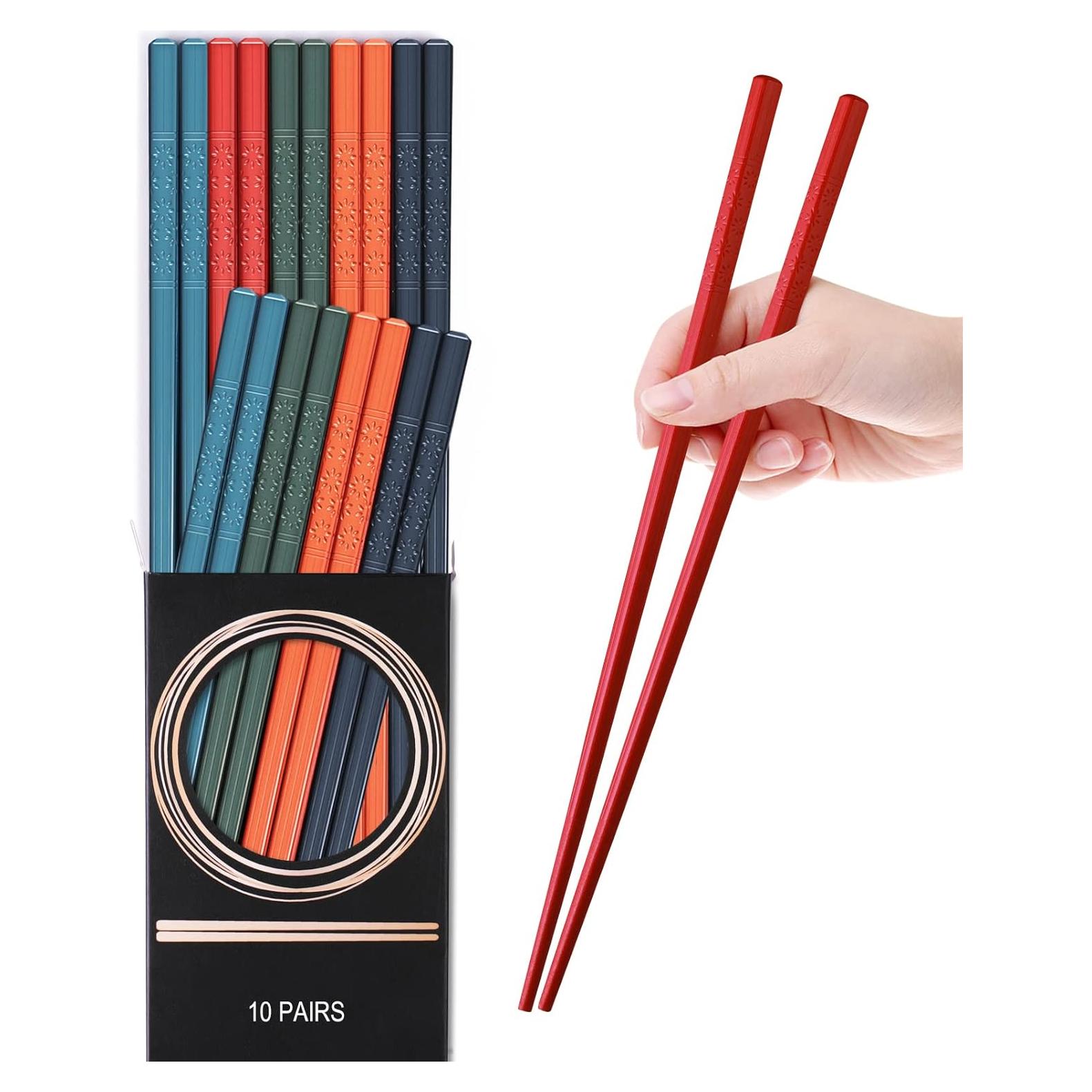 10 Pares de Palillos Reutilizables GLAMFIELDS Multicolor 24 cm
