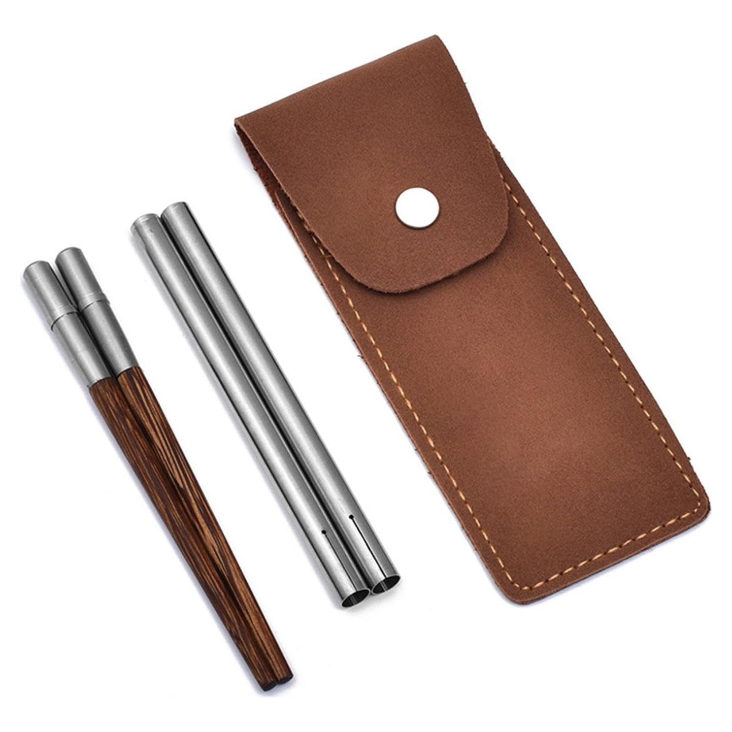 Palillos Plegables de Madera HwdjiSW 21.8cm con Estuche