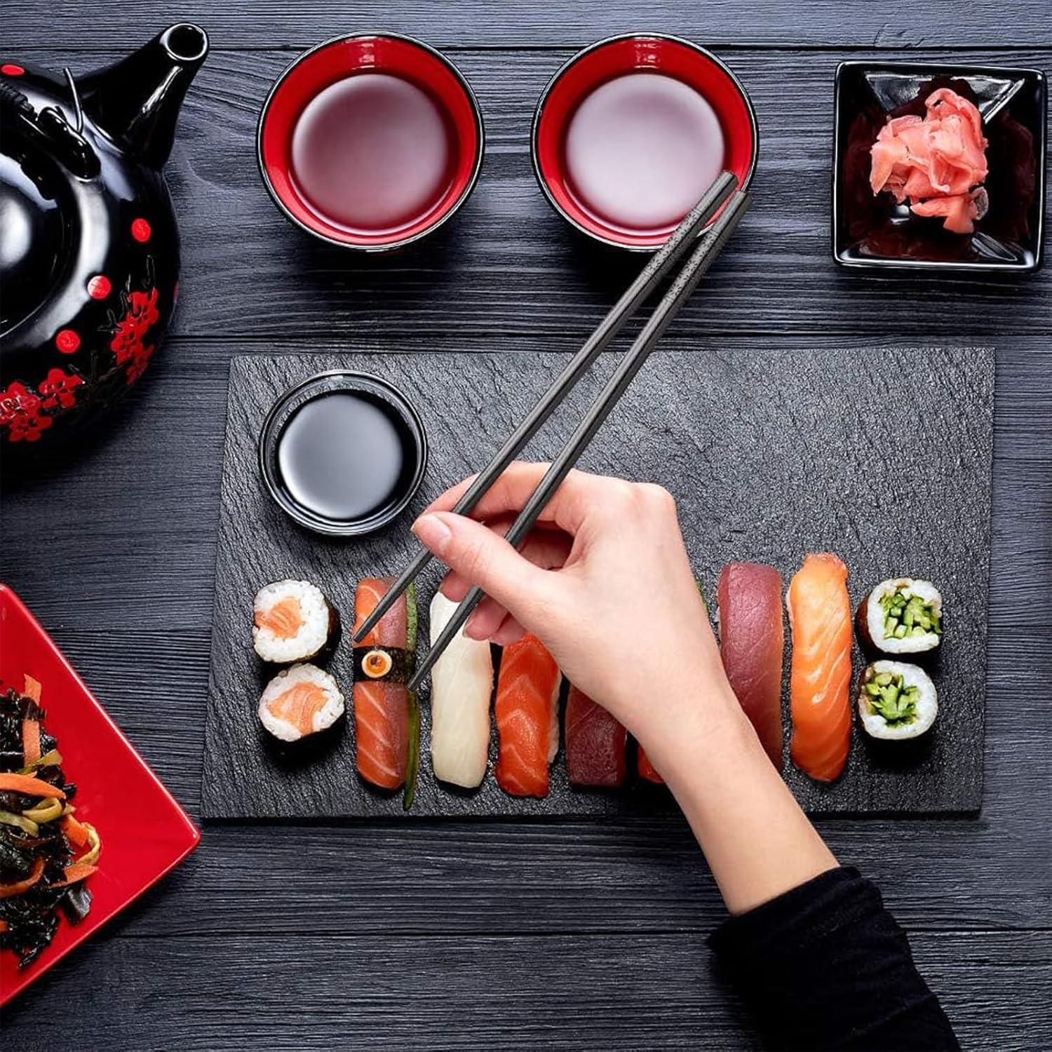 Juego de 10 Palillos Reutilizables Annvchi 24.3 cm Negro