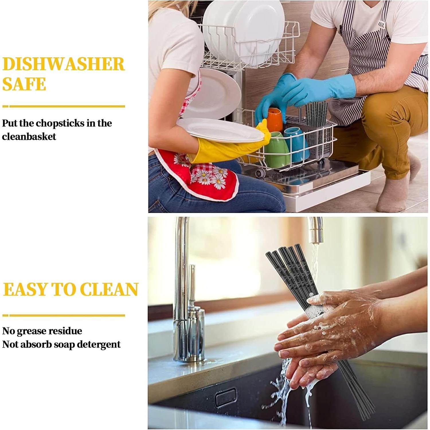 Juego de 10 Palillos Reutilizables Annvchi 24.3 cm Negro