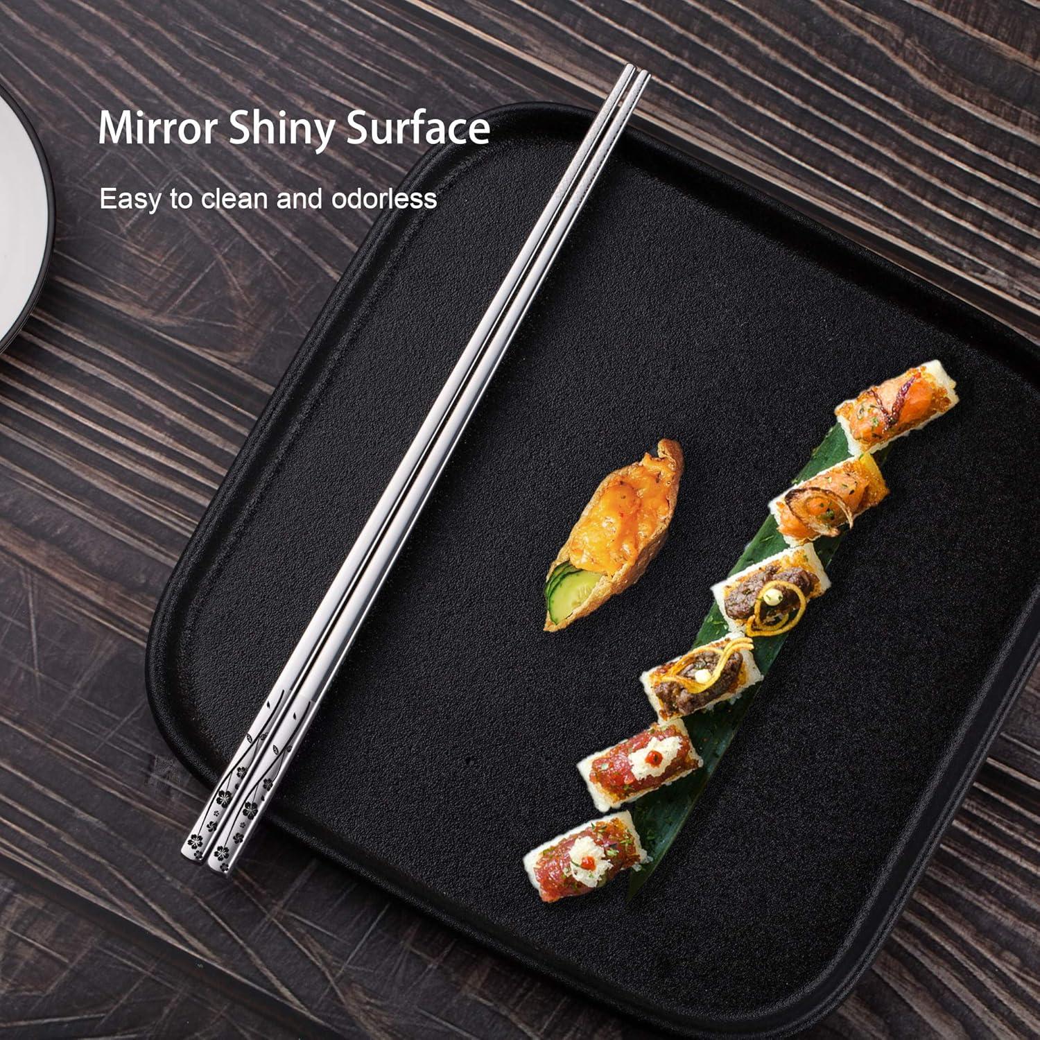 Palillos de metal reutilizables Greatamzor 24 cm set 5 pares