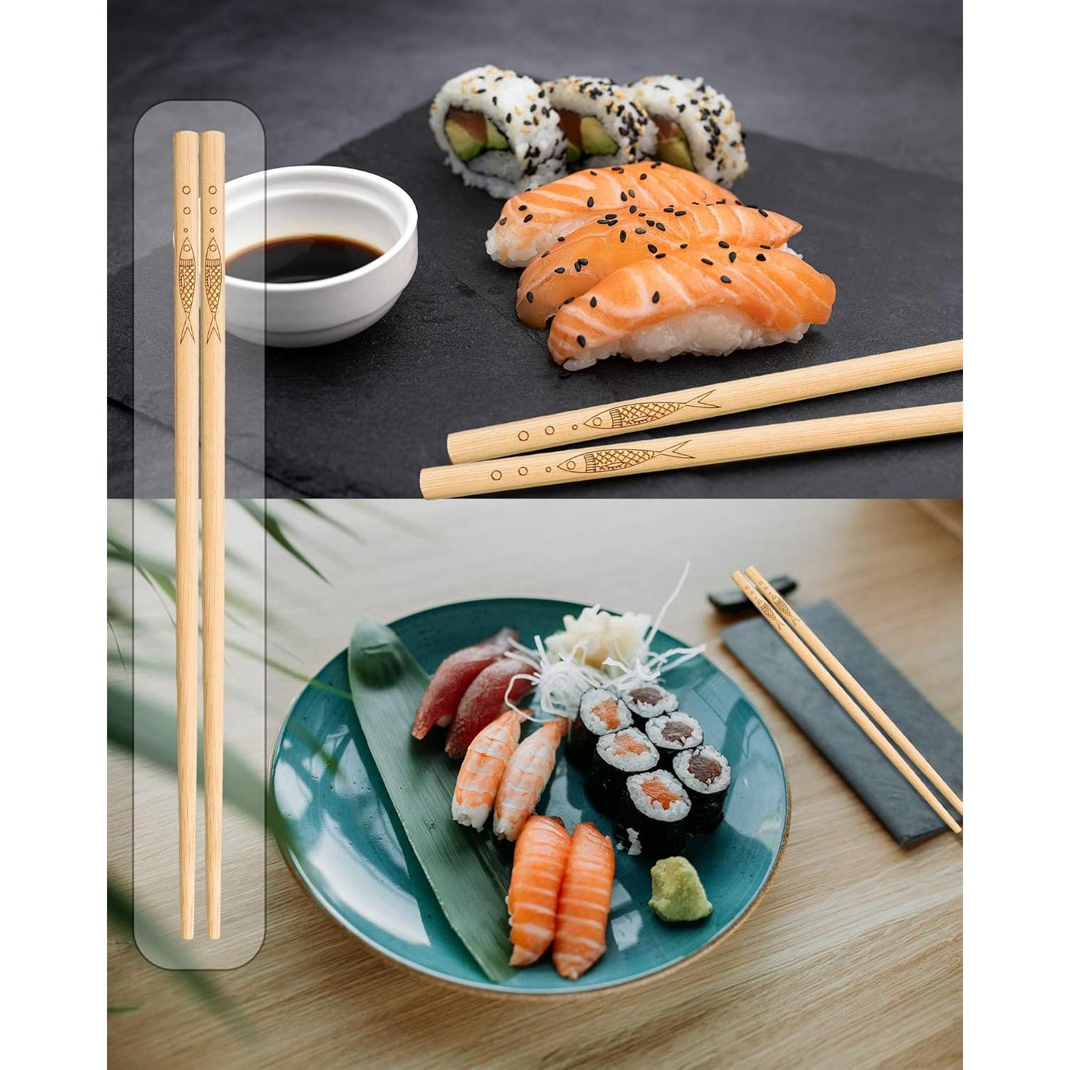 5 Pares de Palillos de Bambú Reutilizables YUNDUOJIA 25 cm