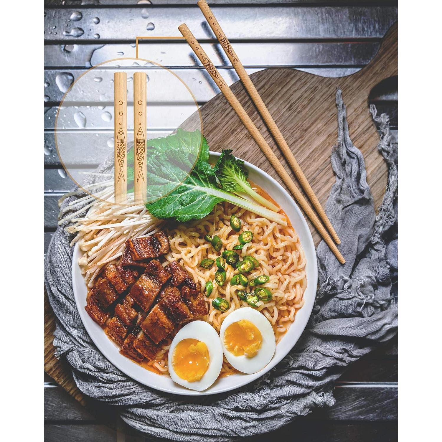 5 Pares de Palillos de Bambú Reutilizables YUNDUOJIA 25 cm